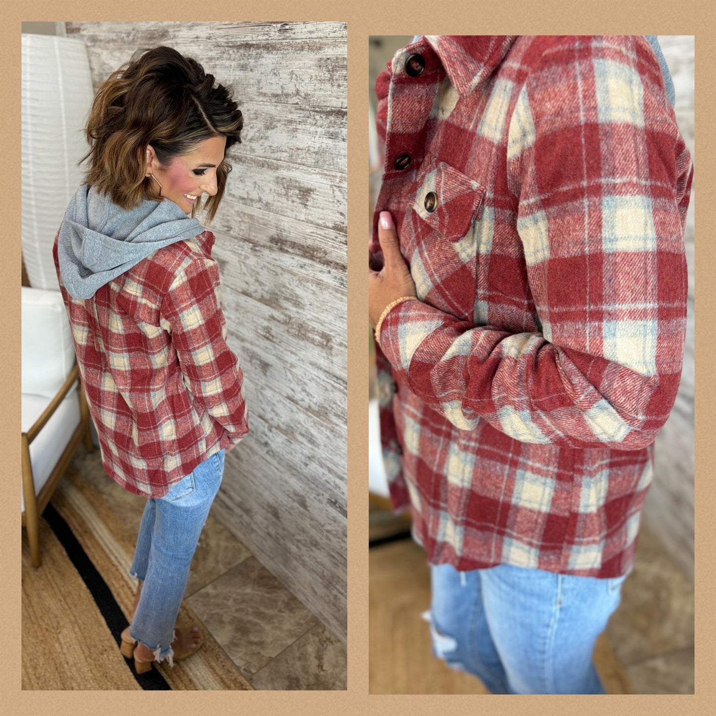 2fer Plaid Jacket with Hood