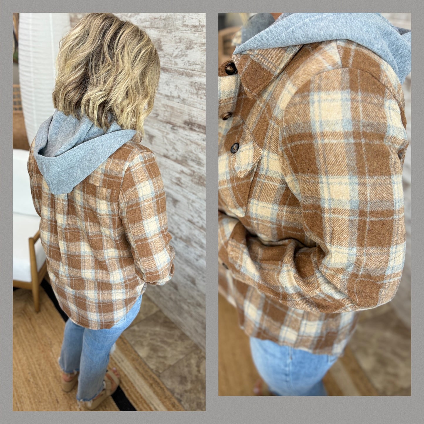 2fer Plaid Jacket with Hood