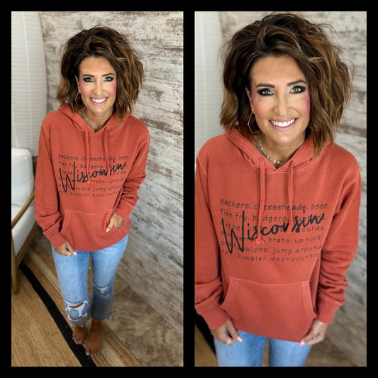 Wisconsin Highlights Pigment Dyed Amber Hoodie