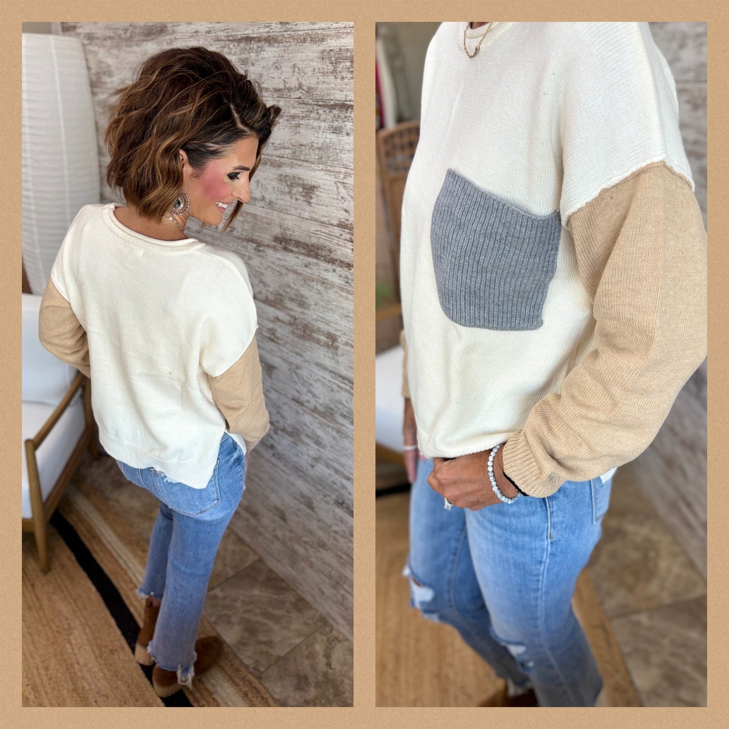 Colorblock Drop Shoulder Sweater