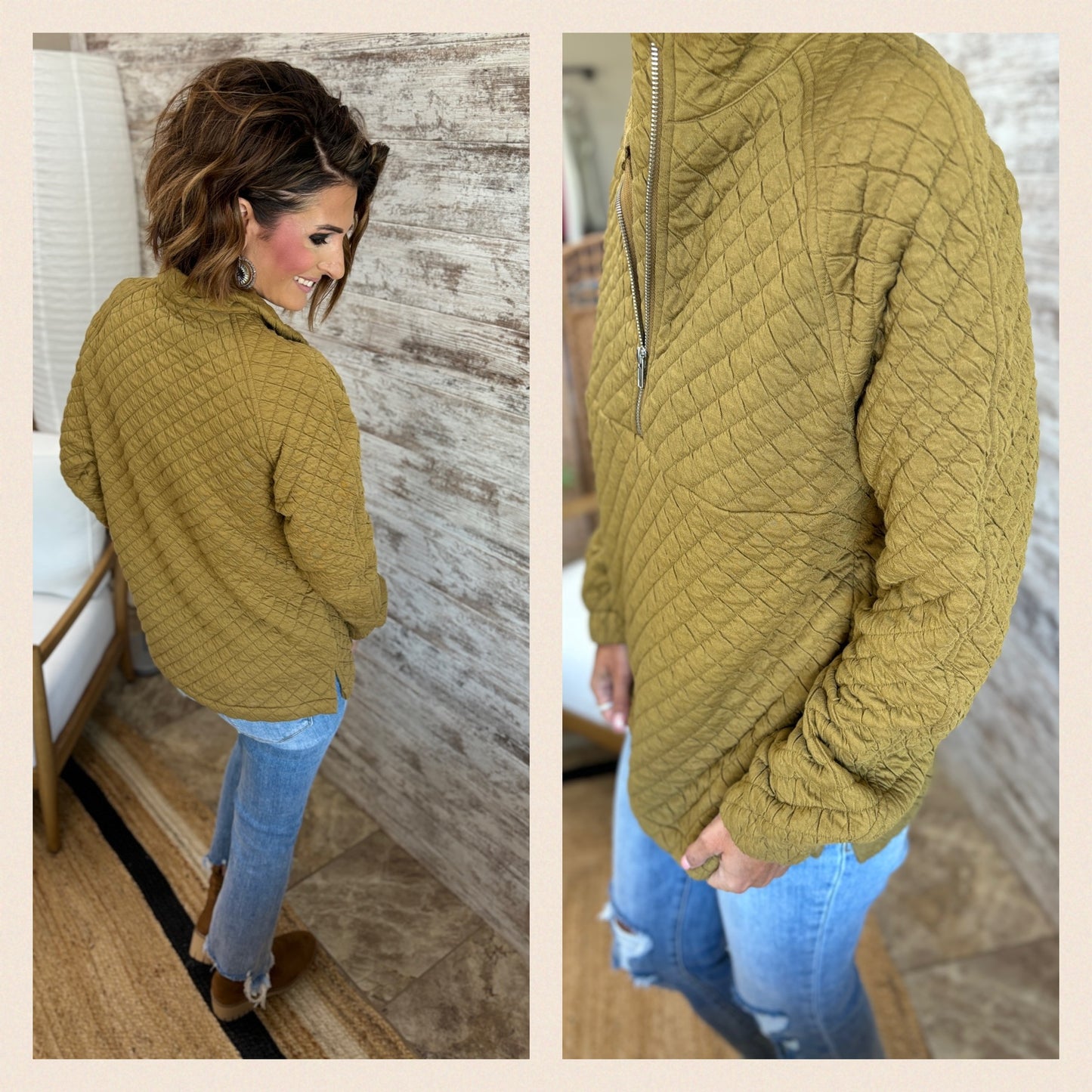 Moss Collared Half Zip Pullover