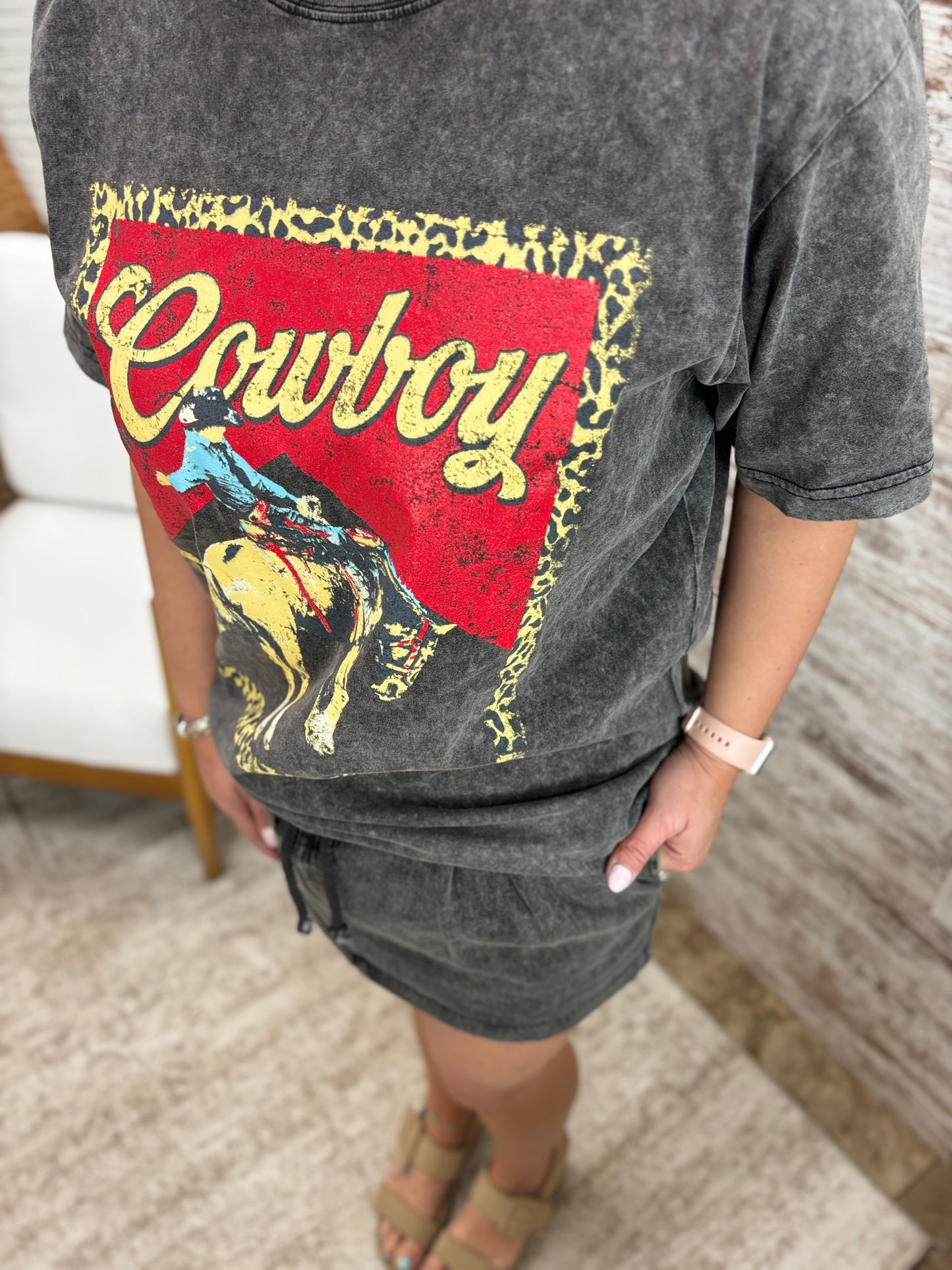 Cowboy Leopard Boyfriend Tee