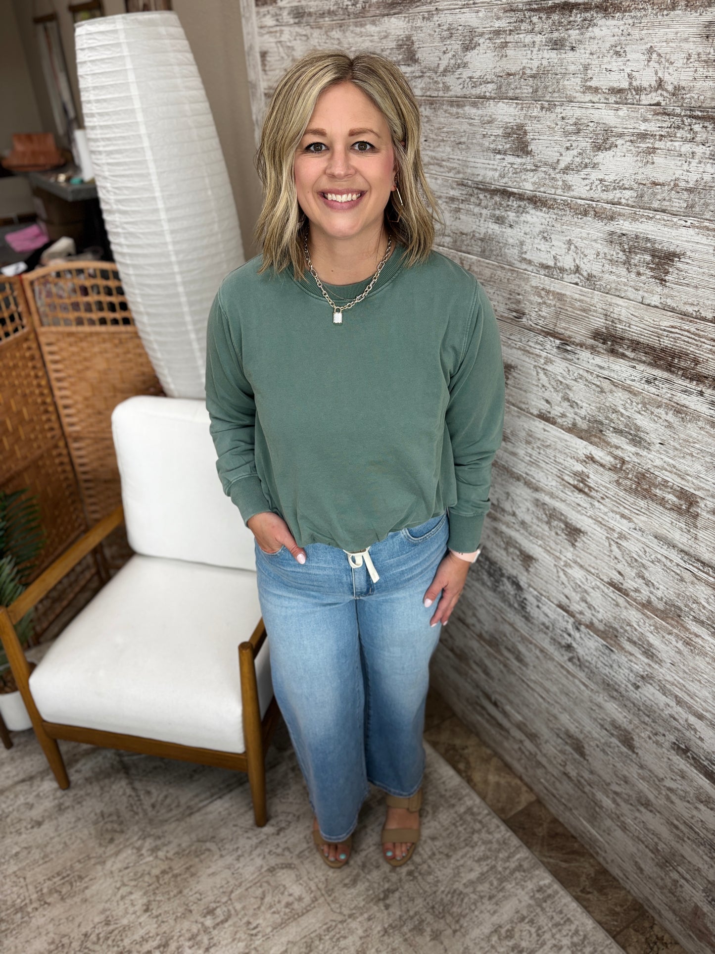 Eldergreen Bubble Hem Pullover