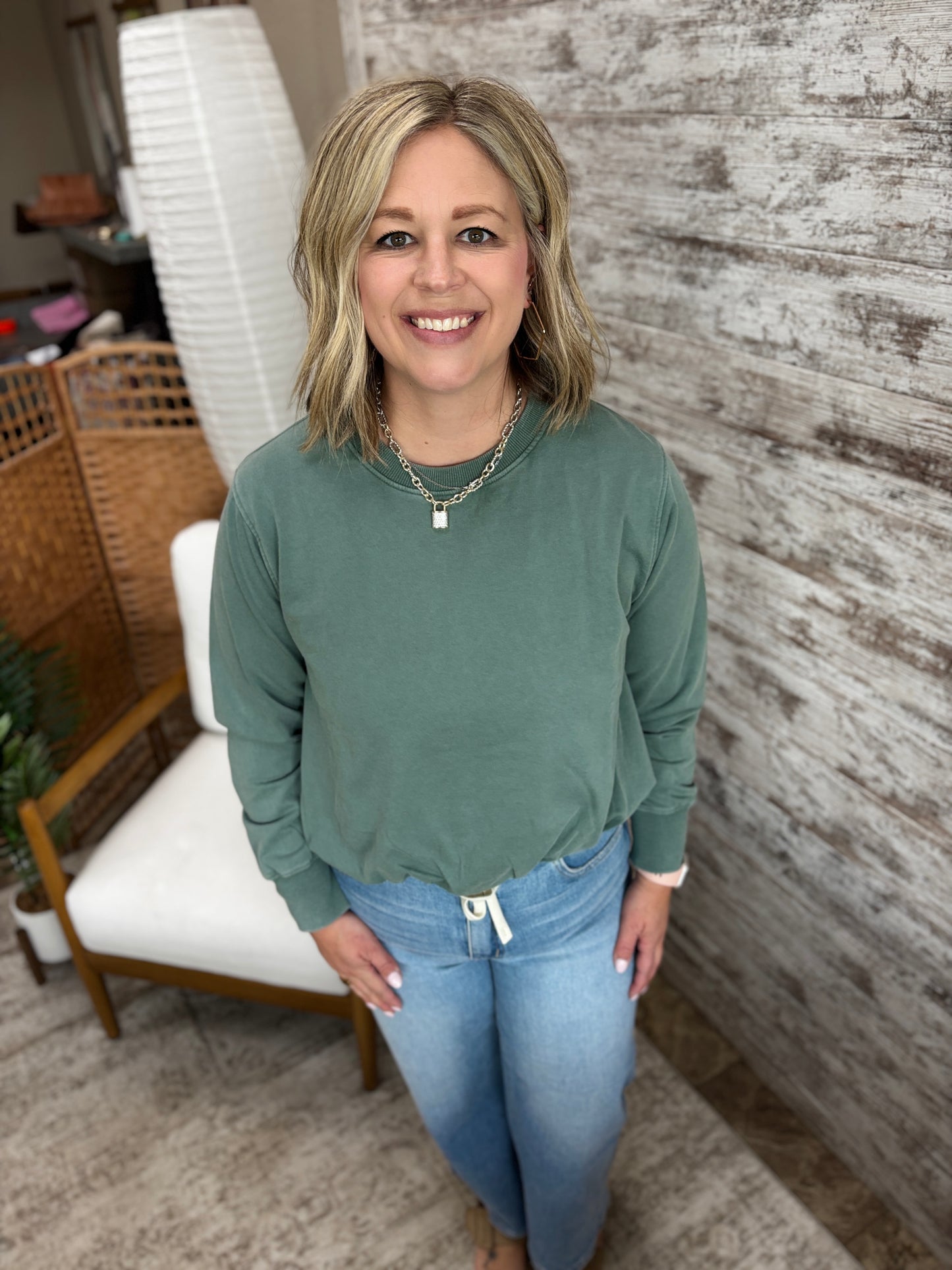 Eldergreen Bubble Hem Pullover