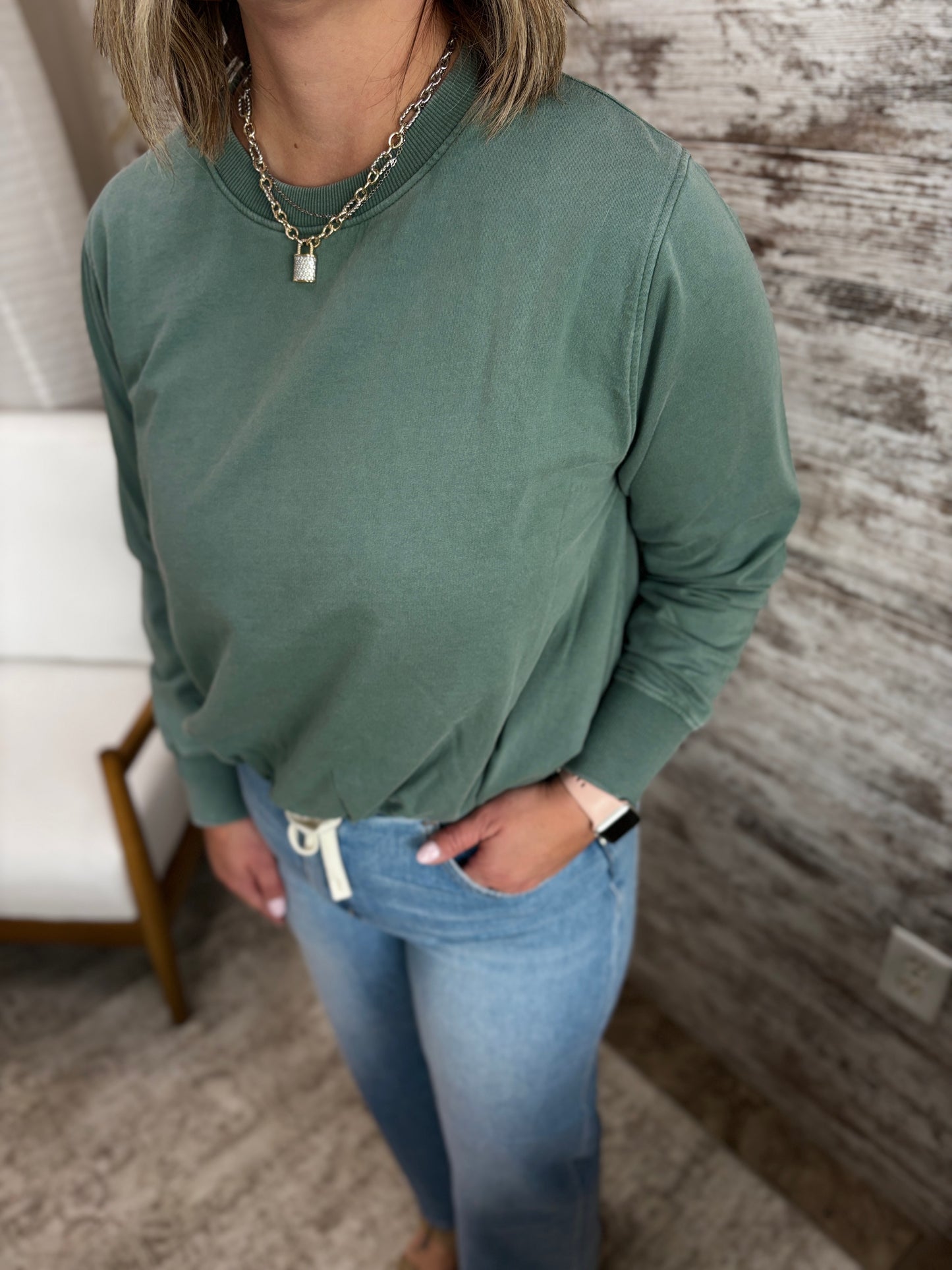 Eldergreen Bubble Hem Pullover