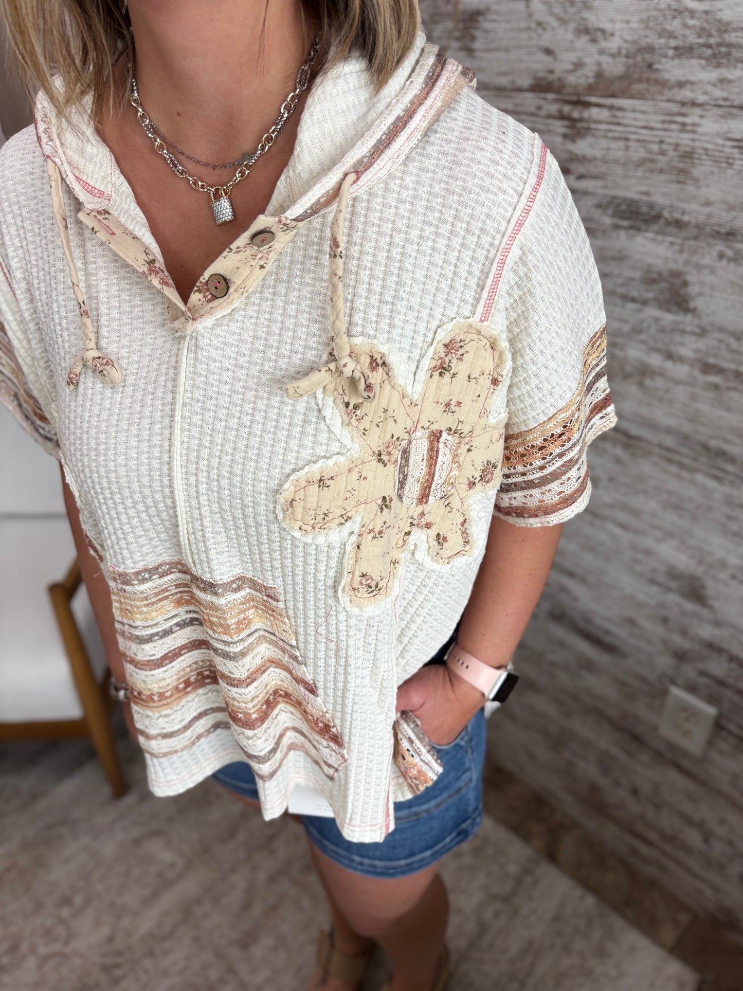 Floral Texture Mix Hoodie
