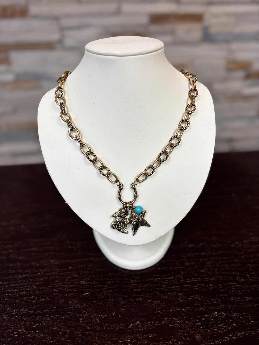 Western Cowboy Boot And Star Pendants Chain Necklace ~ 2 Colors