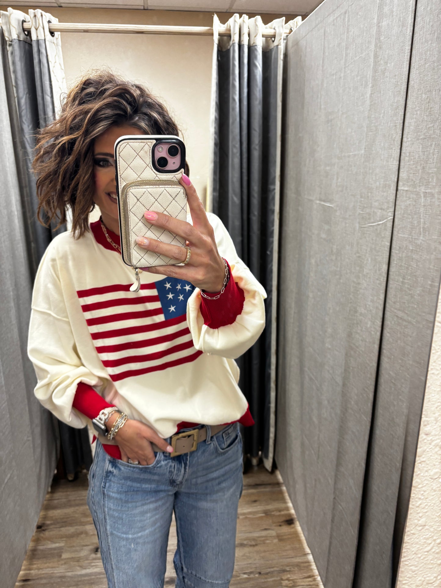 Ivory American Flag Sweater