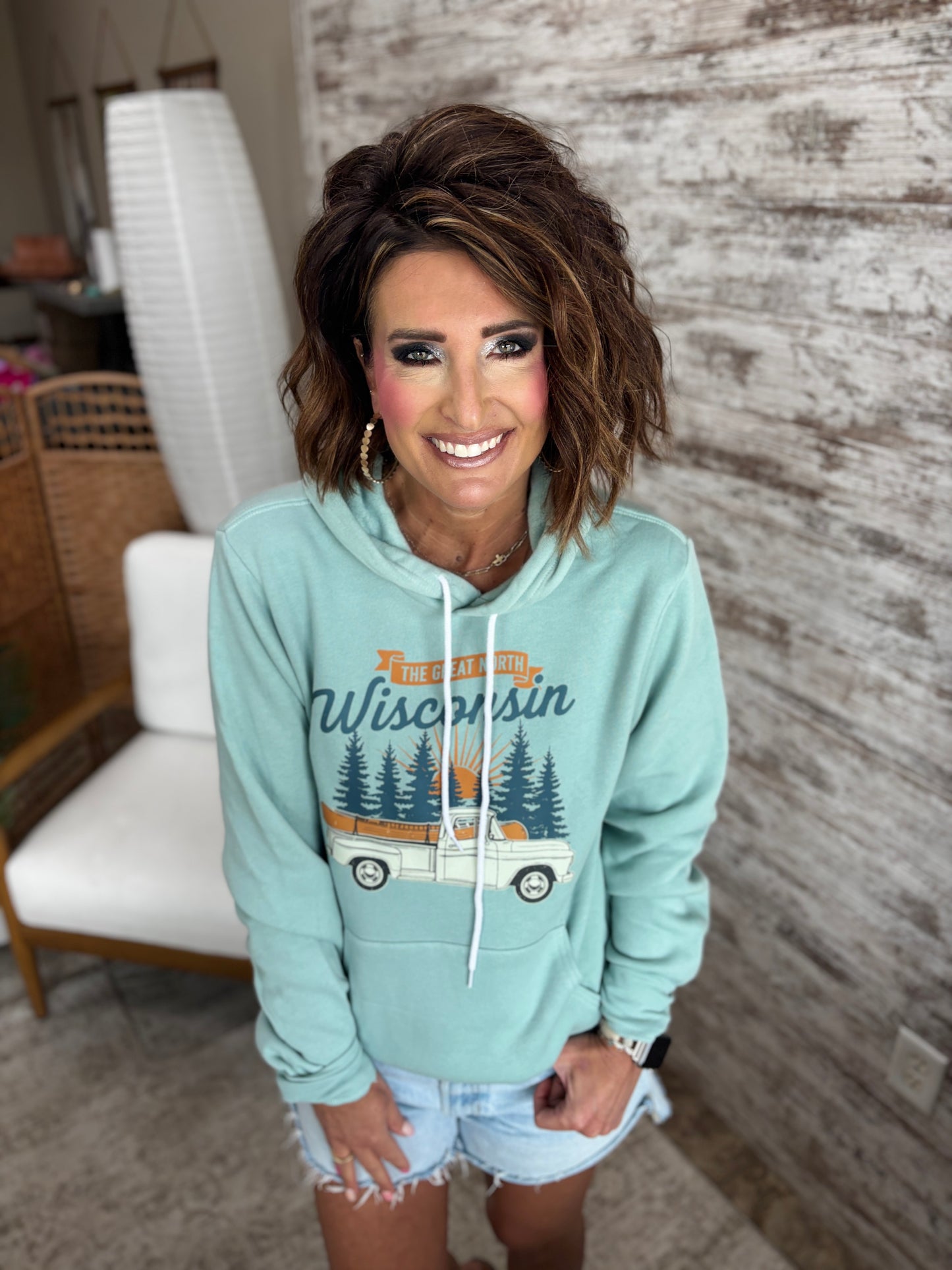 The Great North Wisconsin Dusty Blue Bella Hoodie