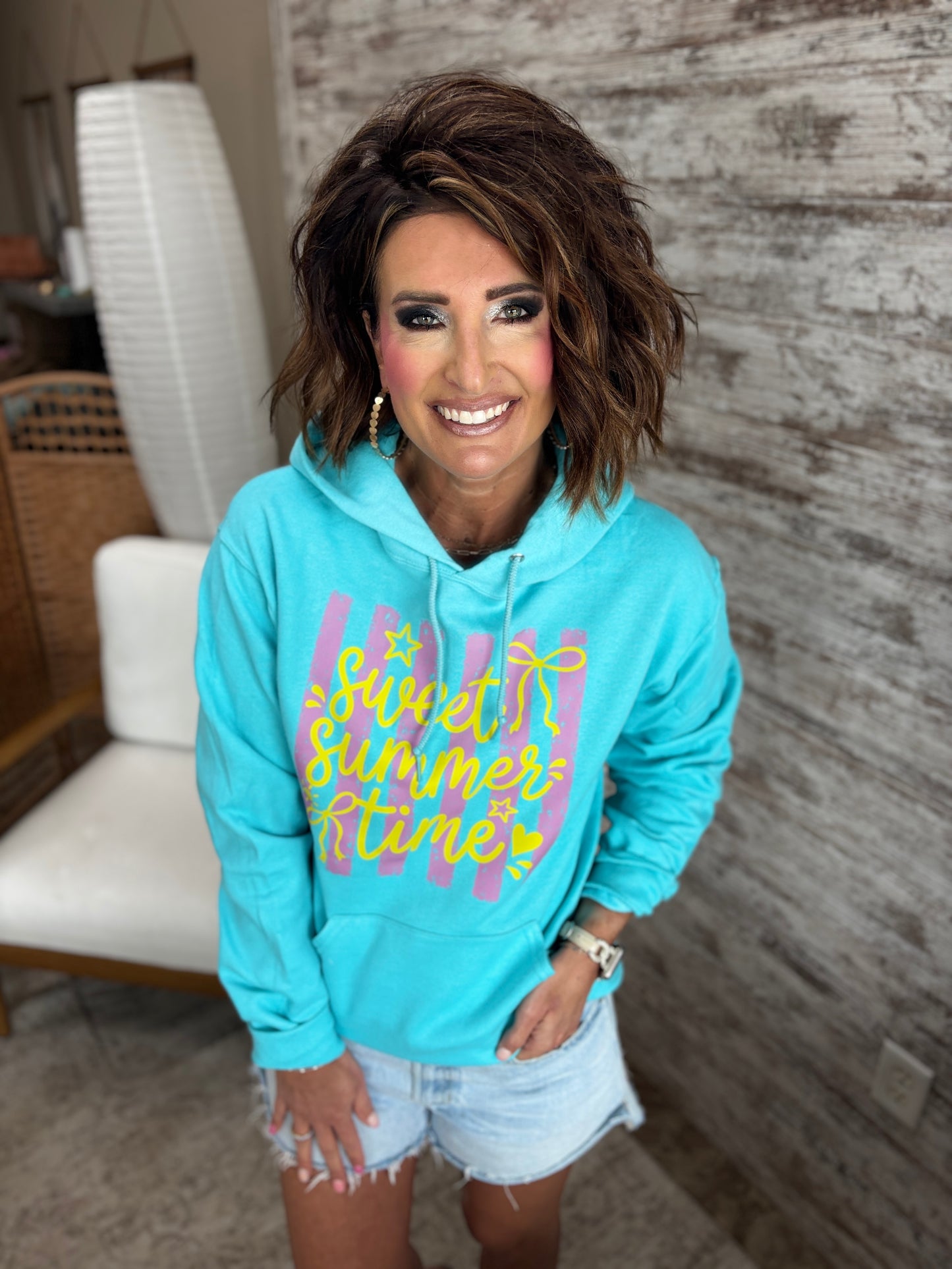 Sweet Summer Time Jerzee Scuba Blue Hodie
