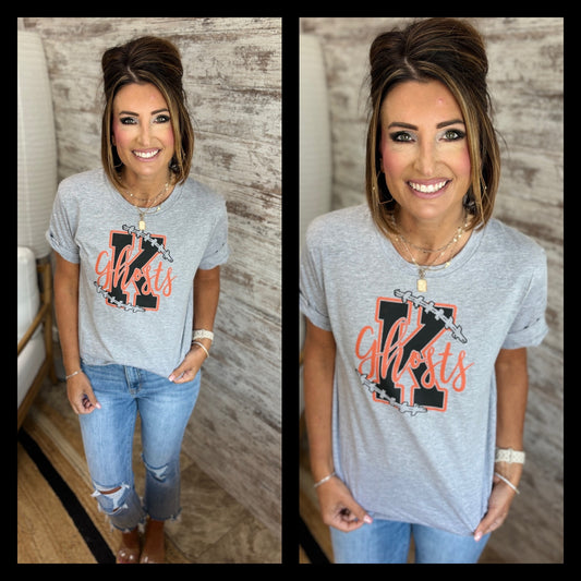 Kaukauna Ghosts Football Grey Bella Tee