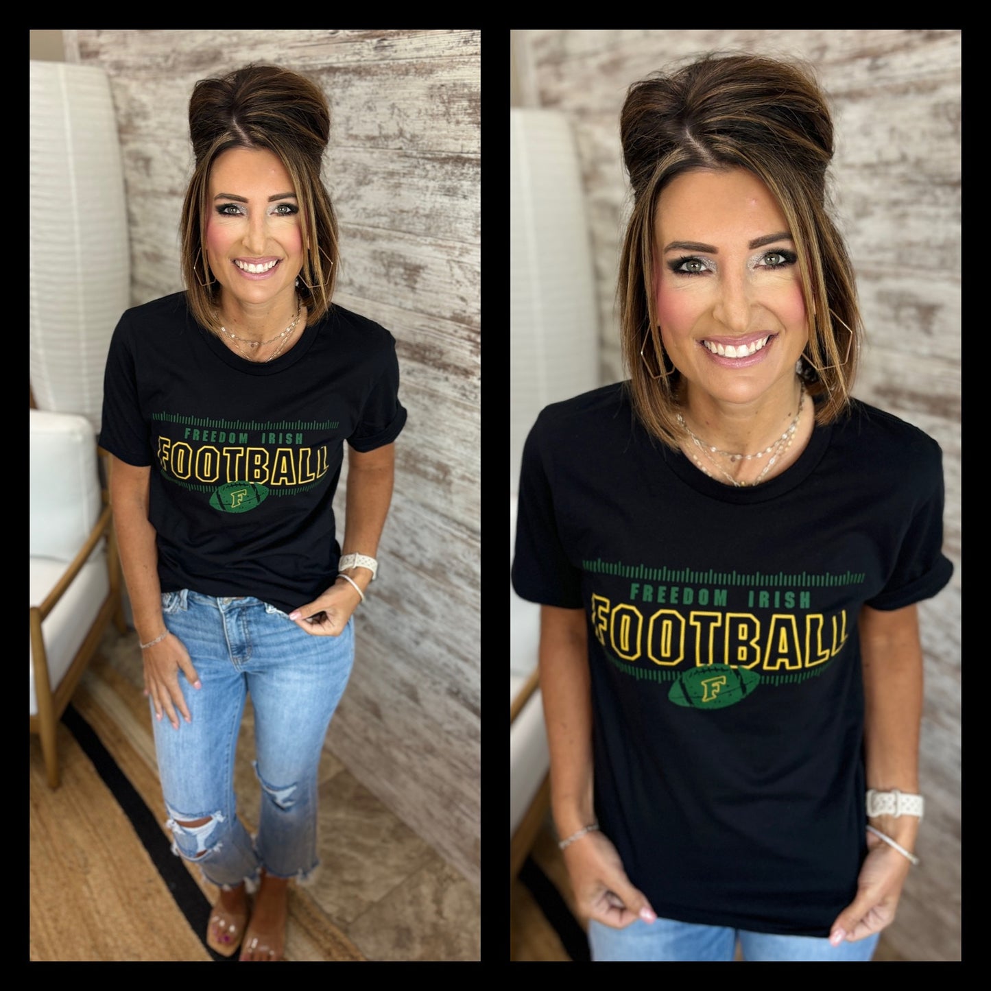 Freedom Irish Football Black Bella Tee~ 2 Styles ~ Youth and Adult