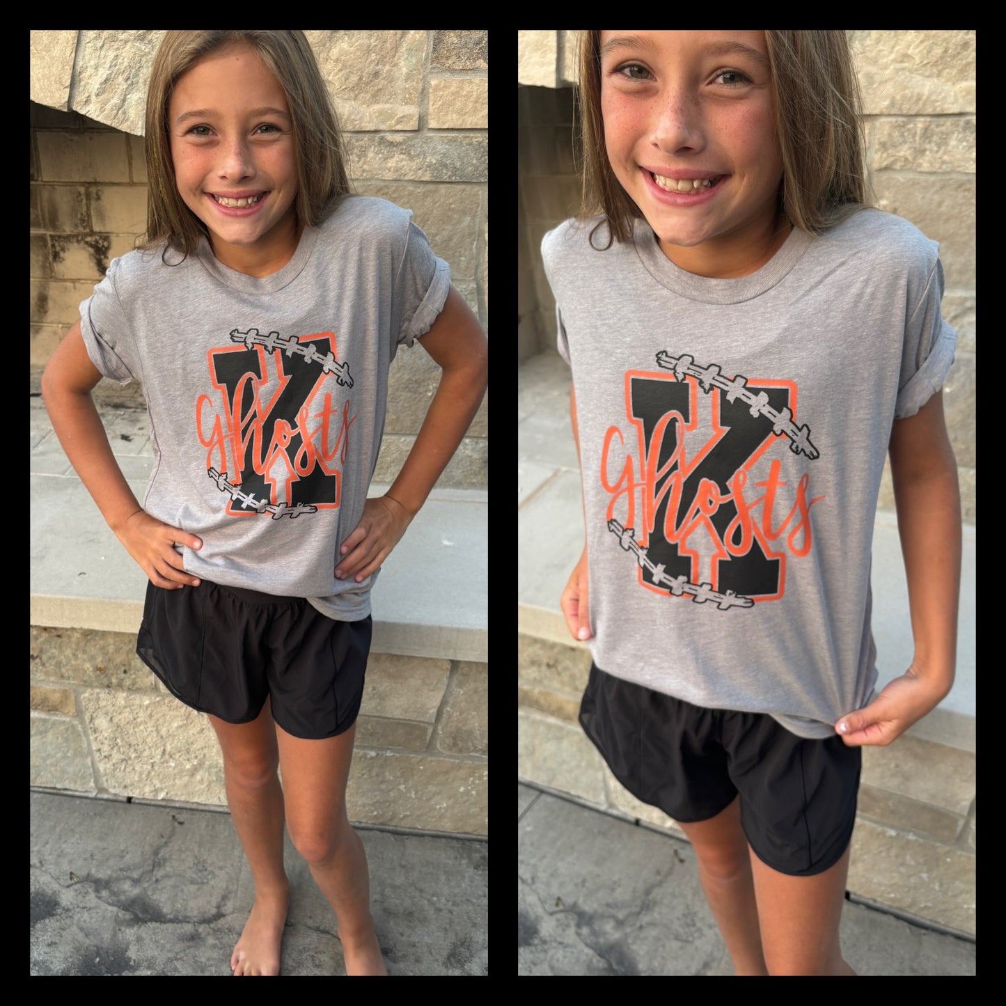 Kaukauna Ghosts Football Youth Grey Bella Tee