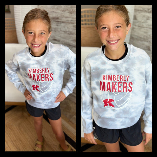 Kimberly Volleyball Youth Grey Tie Dye Crewneck