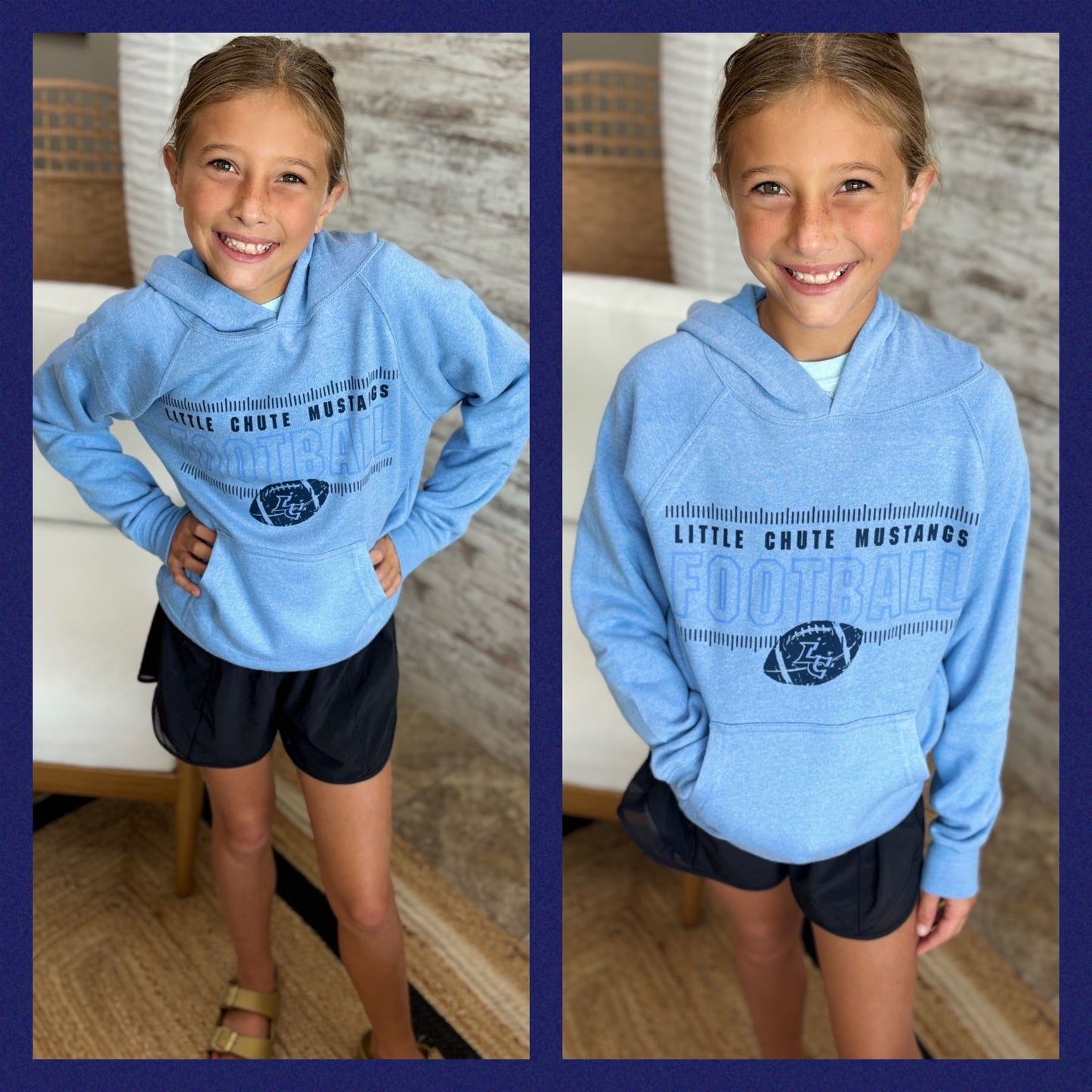 Little Chute Football Youth Light Blue Special Blend Hoodie