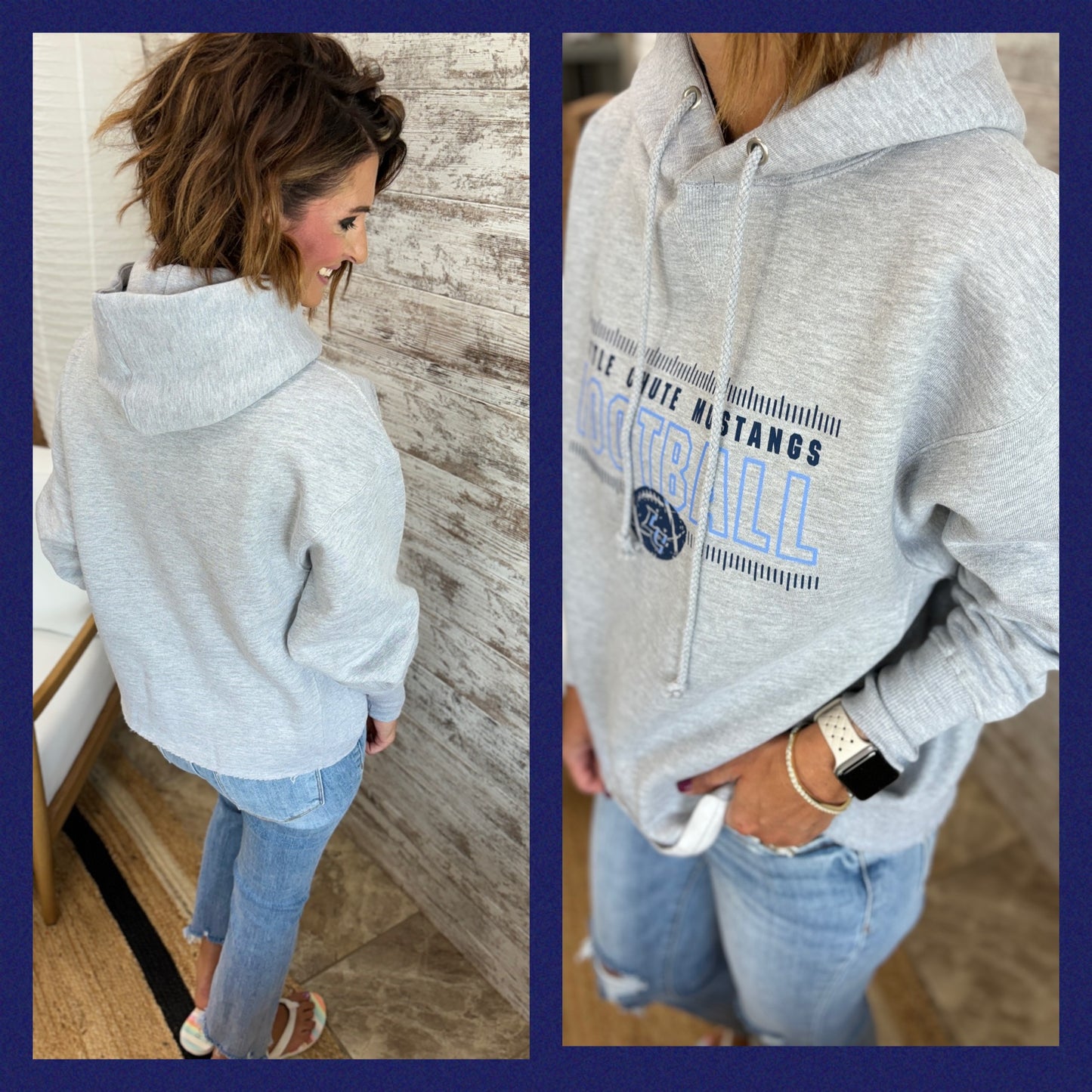 Little Chute Football Enza Raw Edge Hoodie