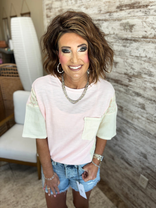 Pink Mixed Floral Knit Top