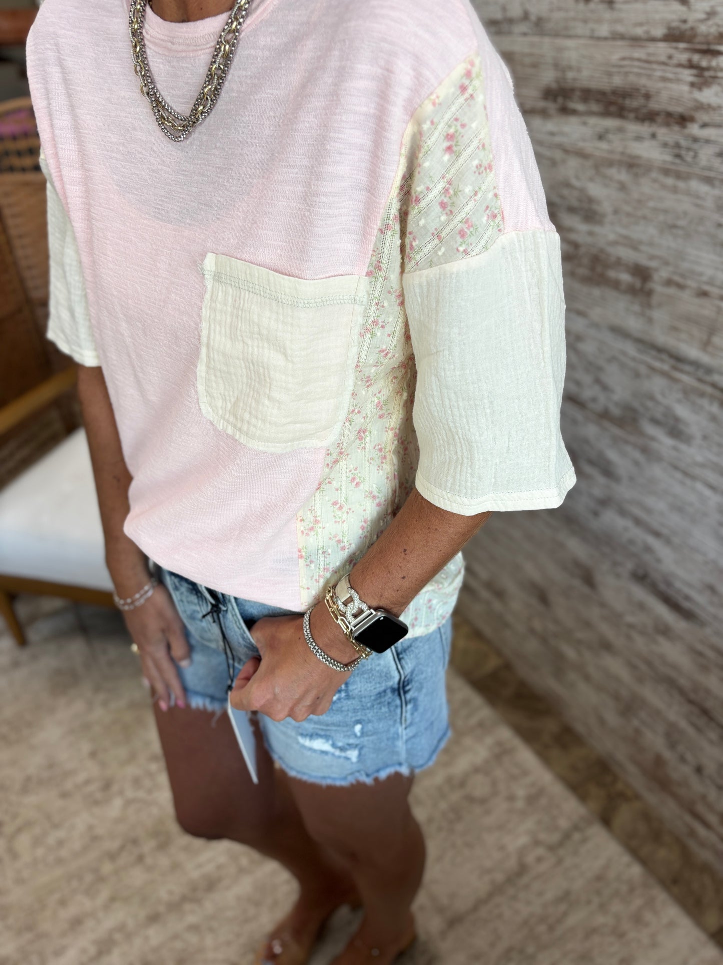 Pink Mixed Floral Knit Top