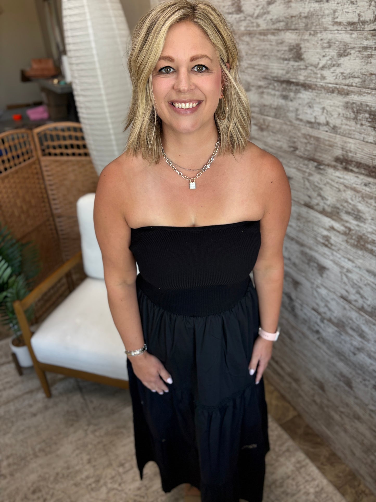 Black Tiered Midi Dress