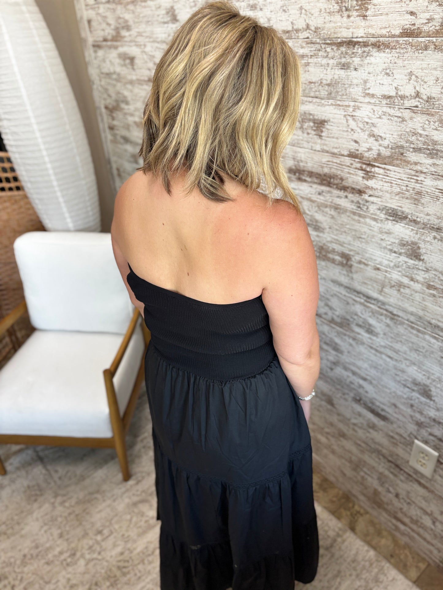 Black Tiered Midi Dress