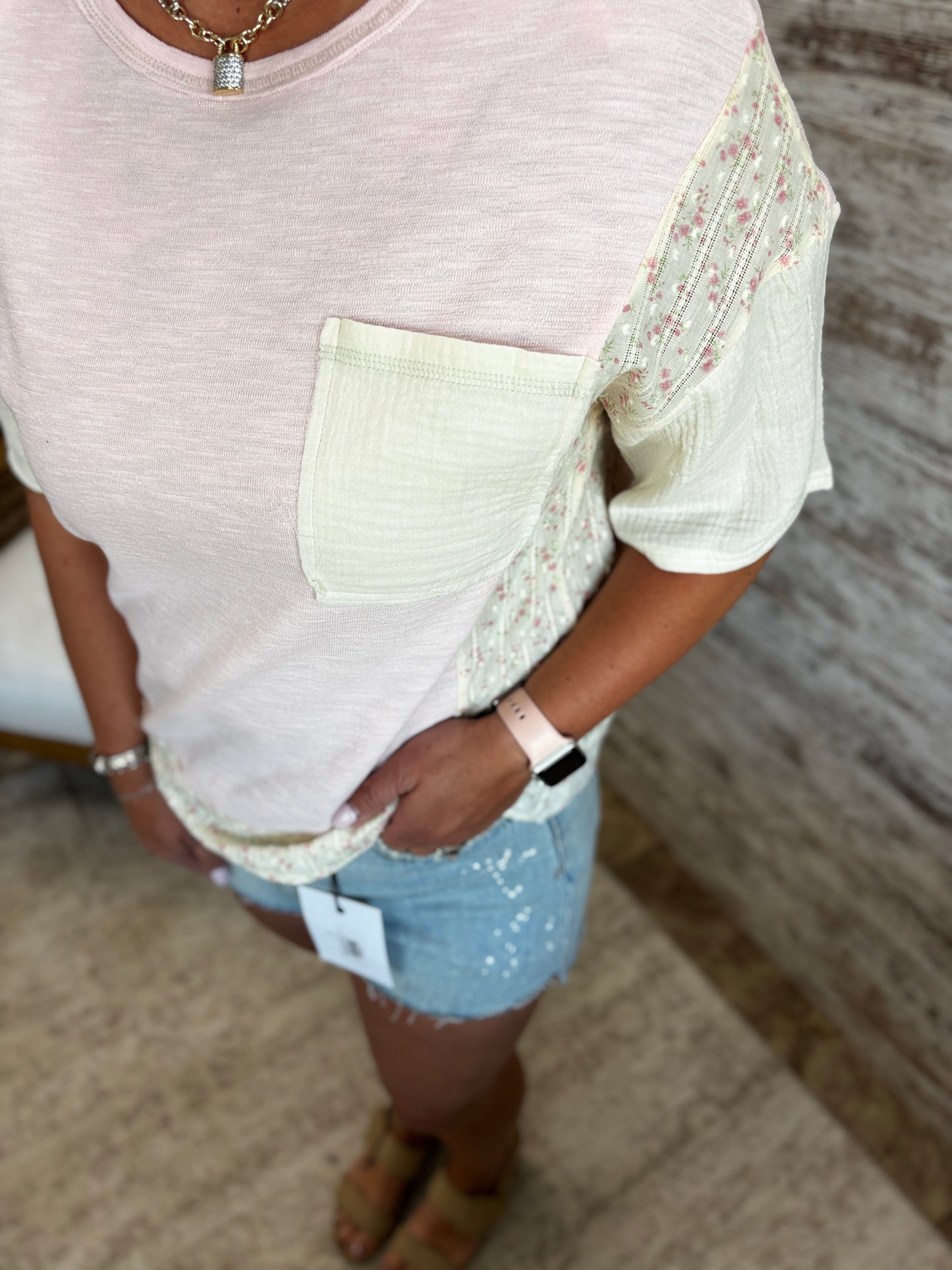 Pink Mixed Floral Knit Top