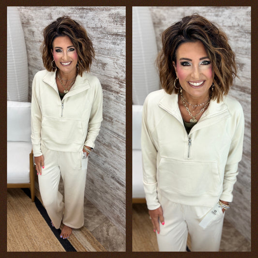 Natural Sand Wash 1/4 Zip Top