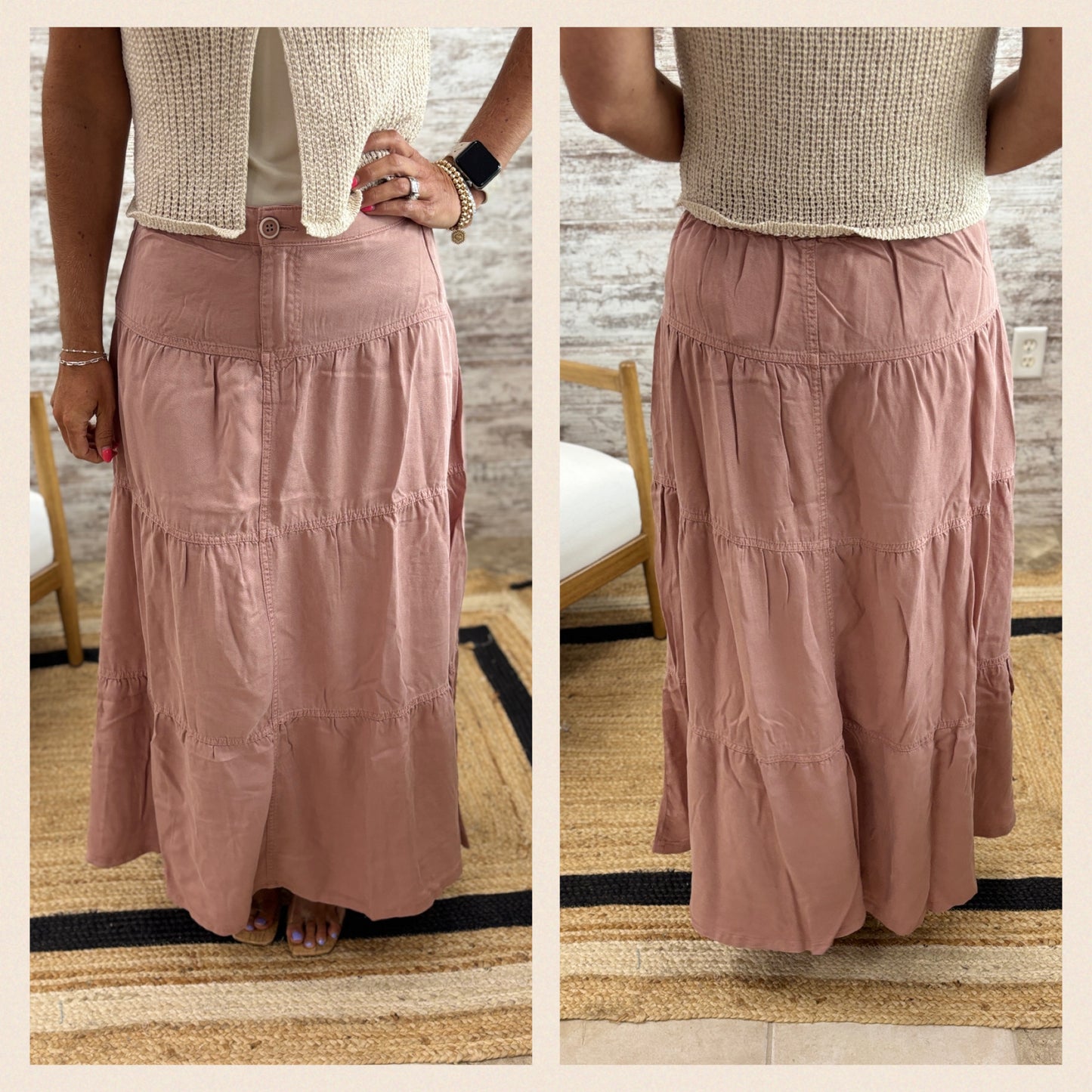 Risen Mauve Tiered Skirt