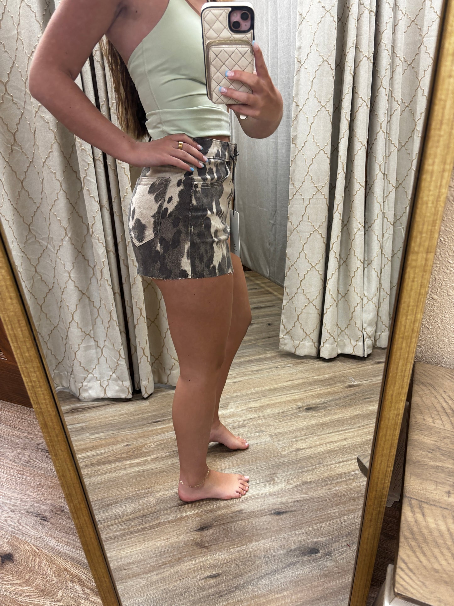 Hidden Cow Print Cut Off Shorts HD4319-CW