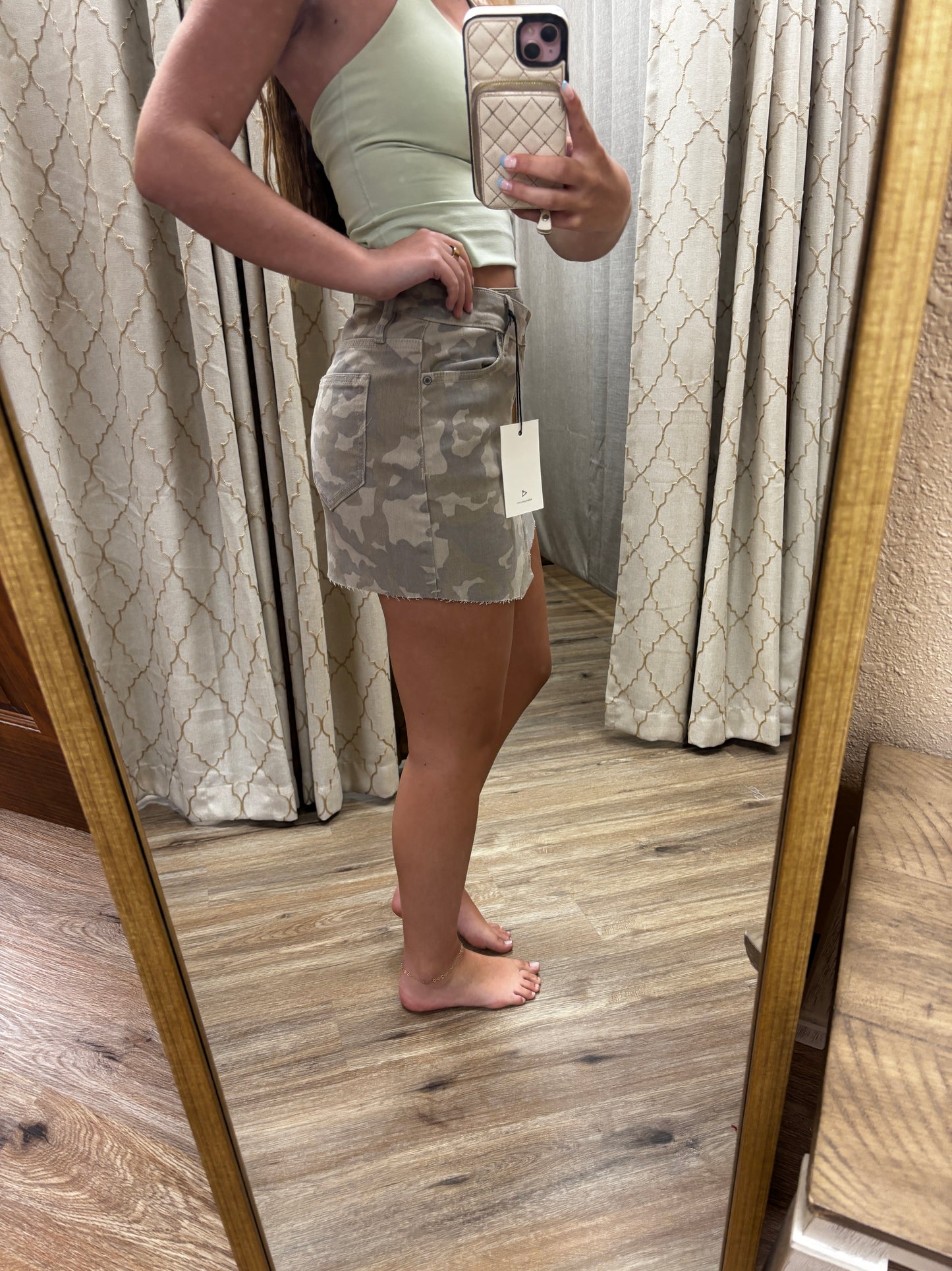 Hidden Tan Camo Low Rise Crossover Skirt