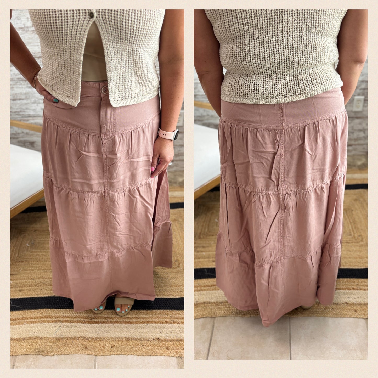 Risen Mauve Tiered Skirt