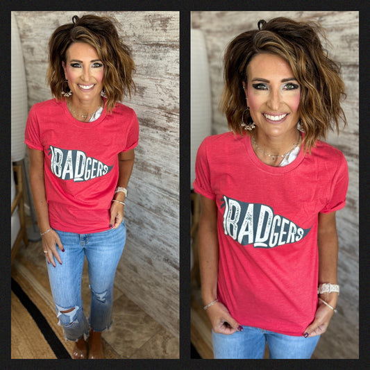 Badgers Heather Red Bella Tee~ Adult and Youth