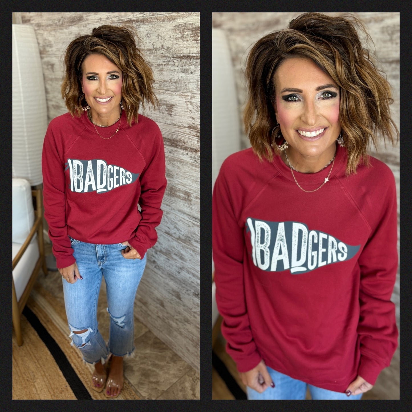 Badgers Cardinal Red Bella Crew Neck