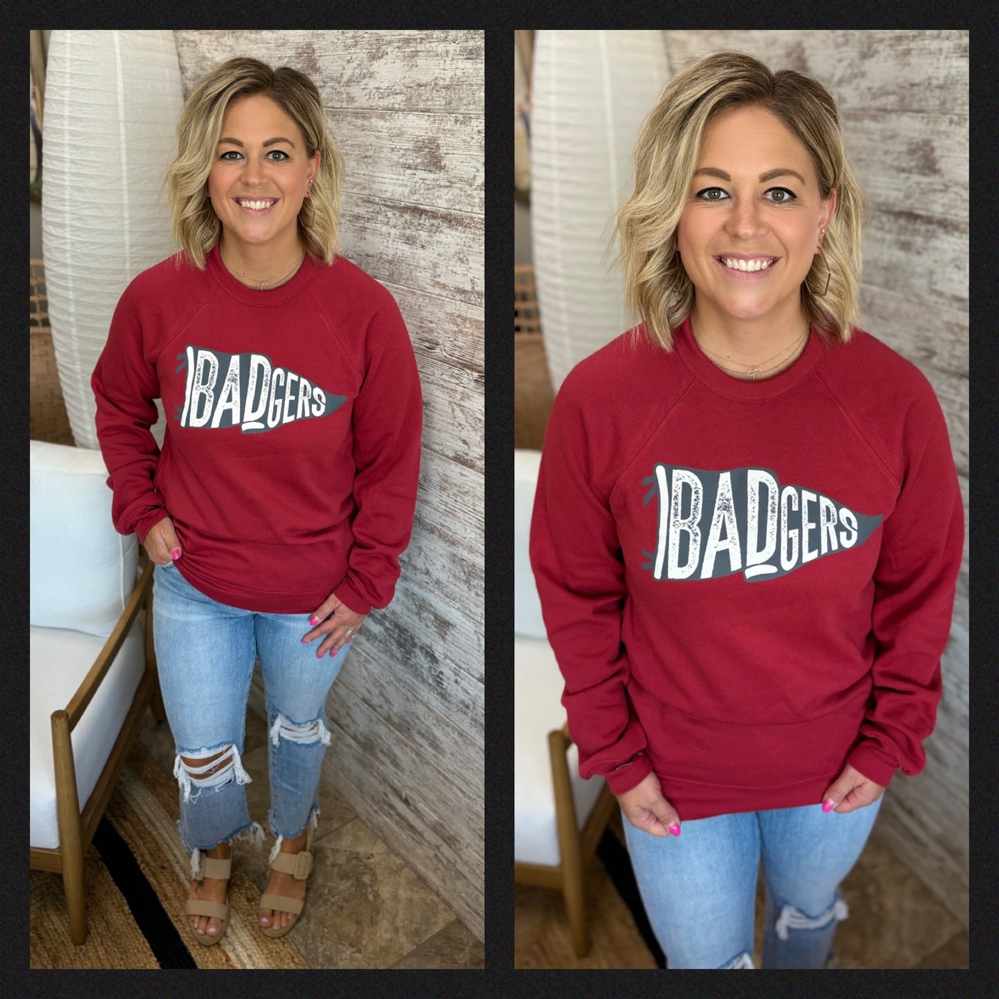 Badgers Cardinal Red Bella Crew Neck