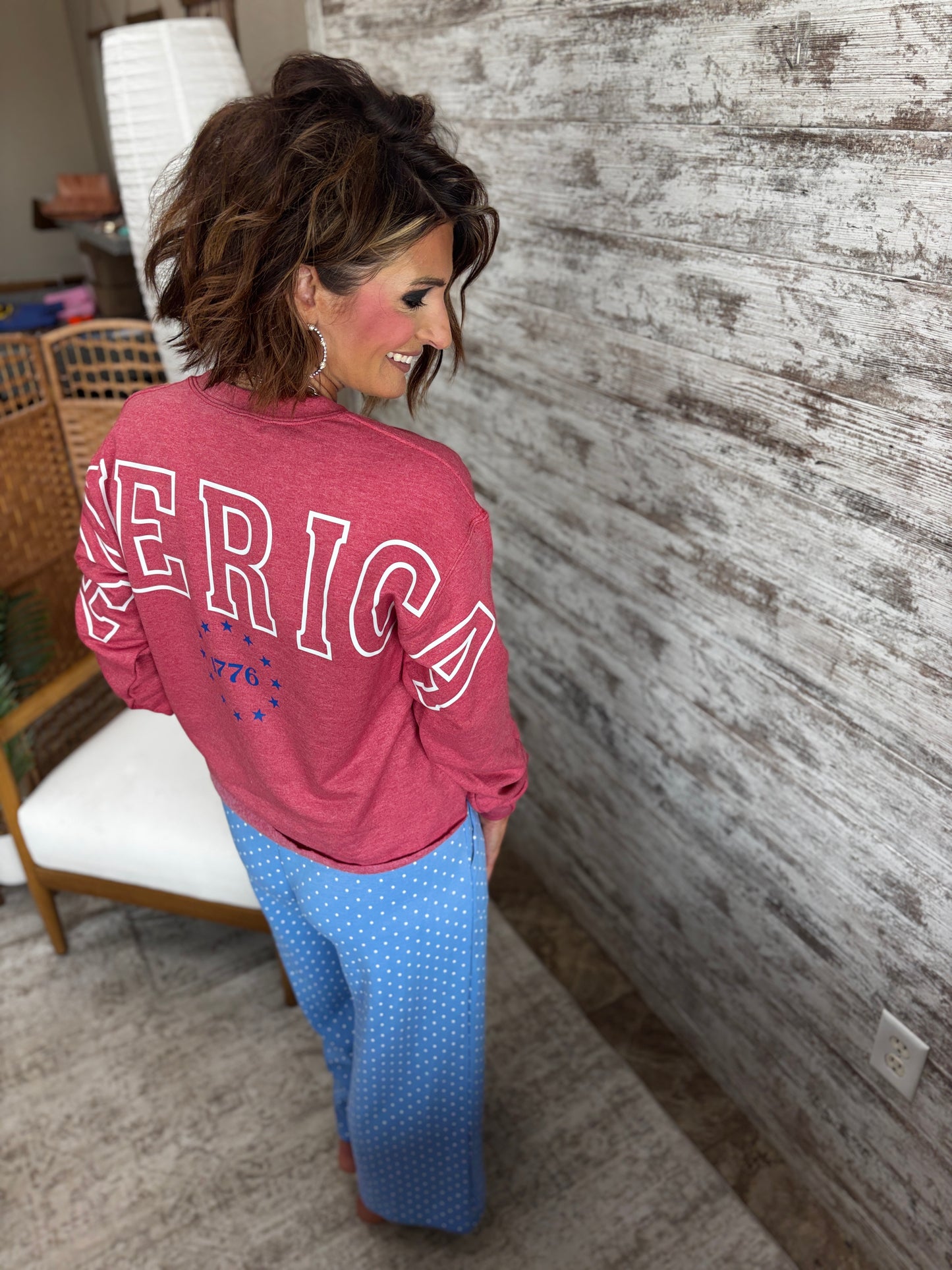 USA America Wingspan Heather Read Crew Neck ~ 2 Styles