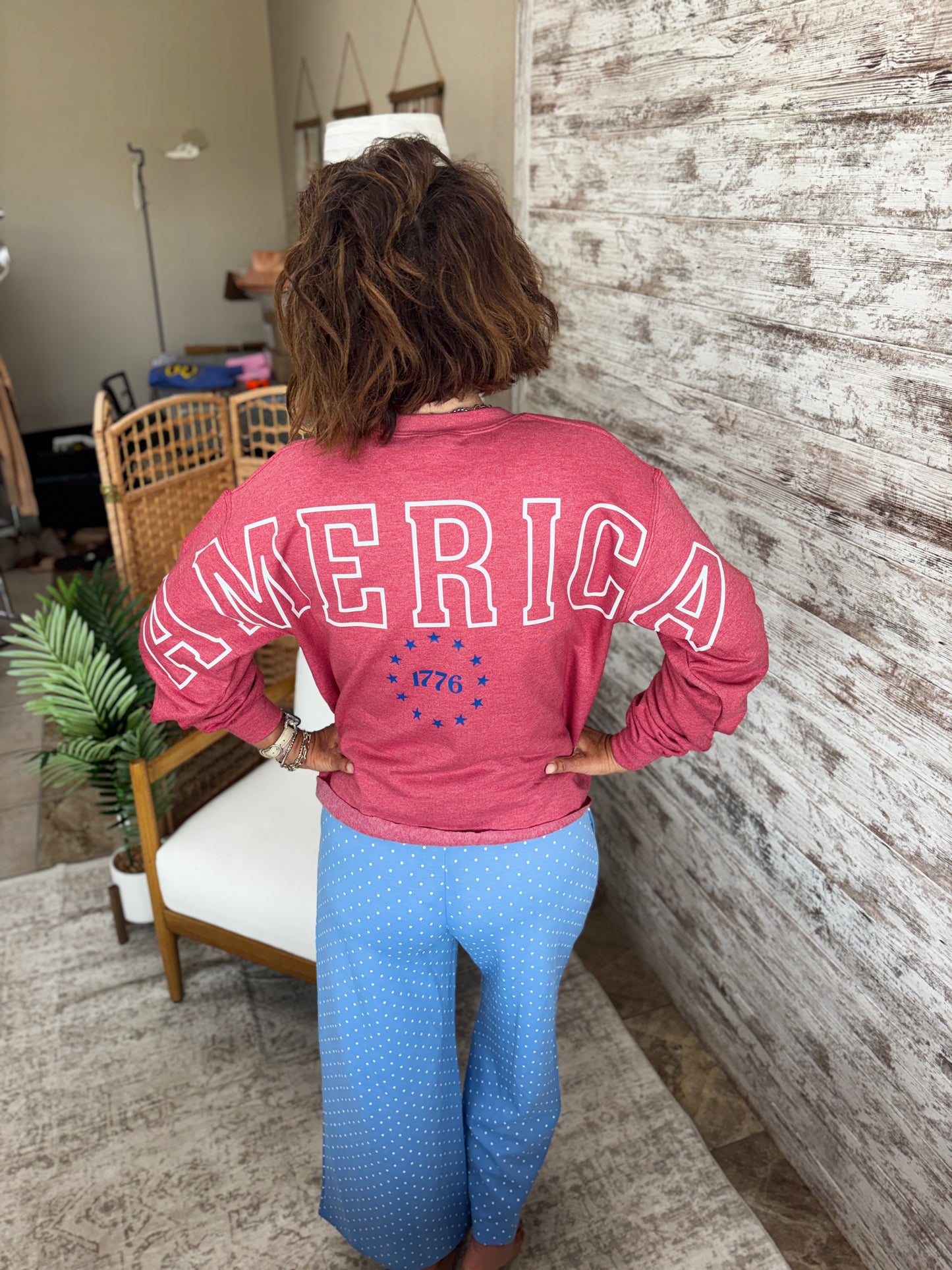 USA America Wingspan Heather Read Crew Neck ~ 2 Styles