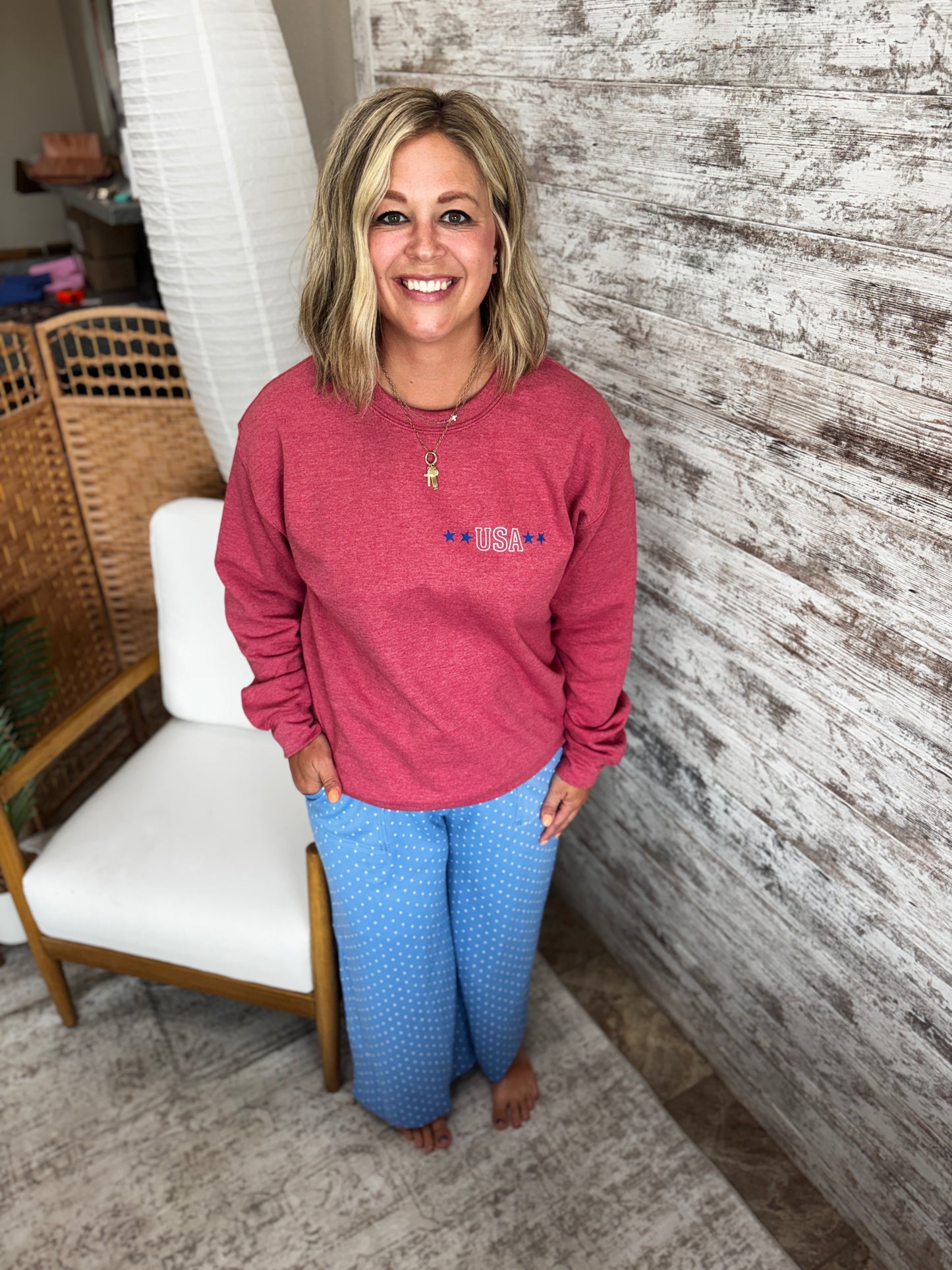 USA America Wingspan Heather Read Crew Neck ~ 2 Styles
