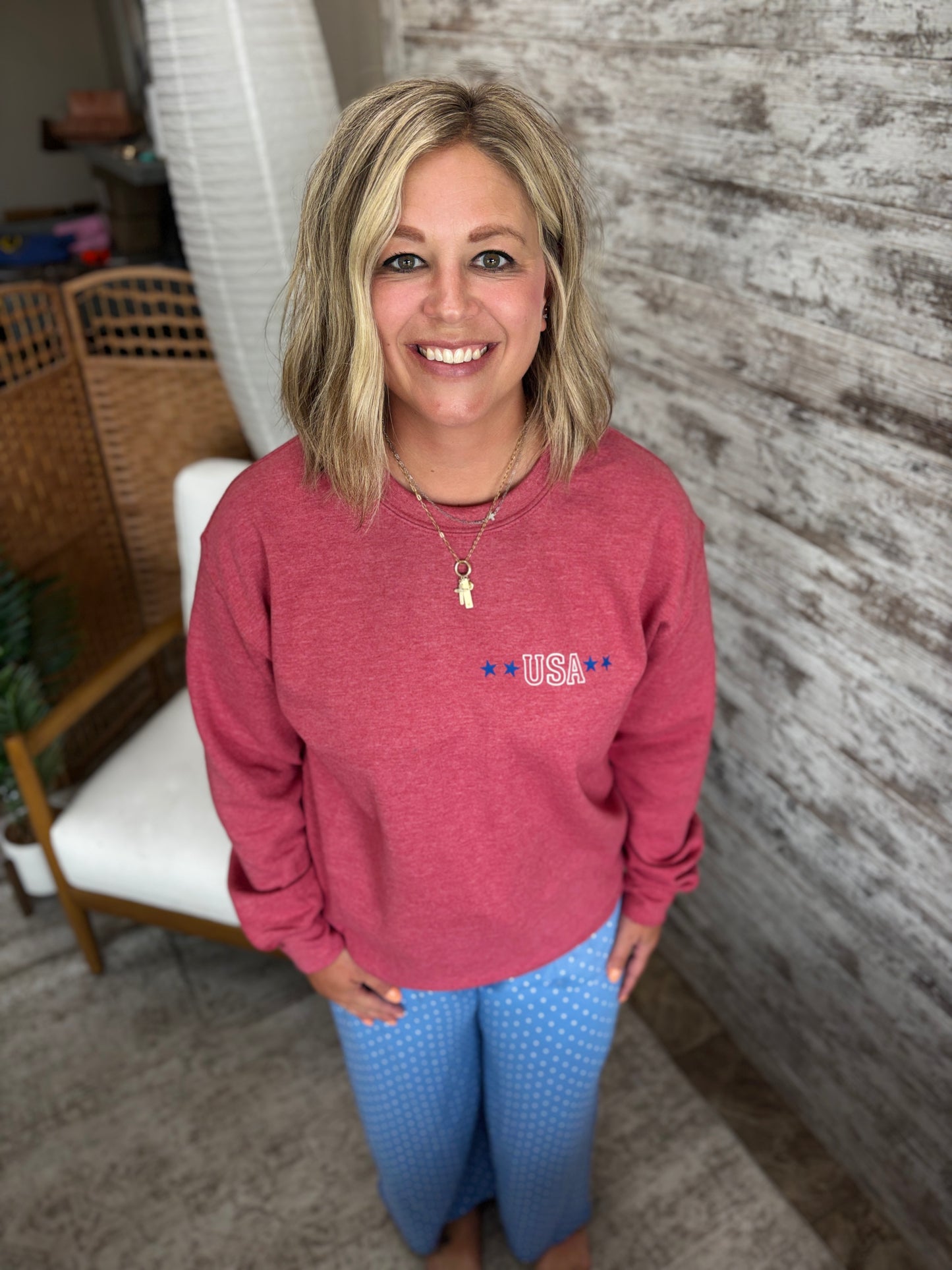 USA America Wingspan Heather Read Crew Neck ~ 2 Styles