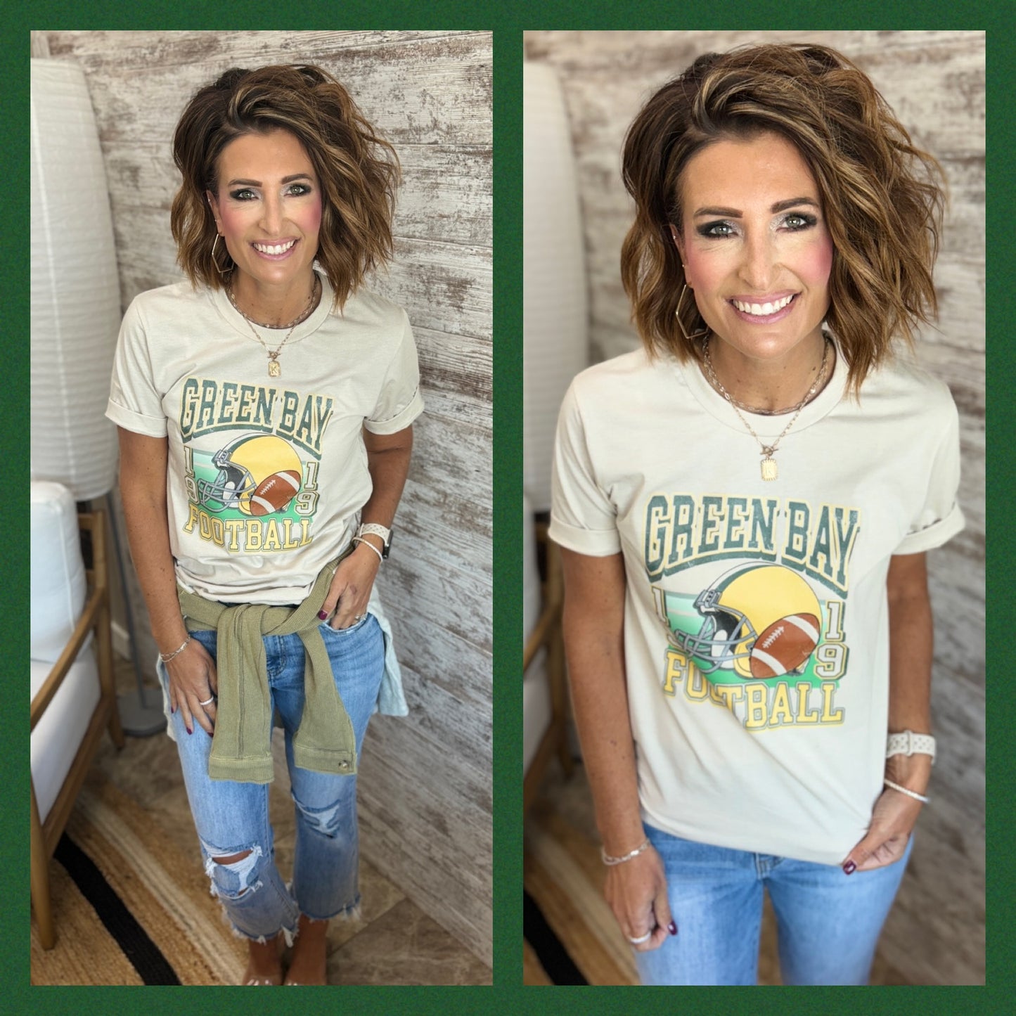 Green Bay Football Retro Bella Heather Dust Tee