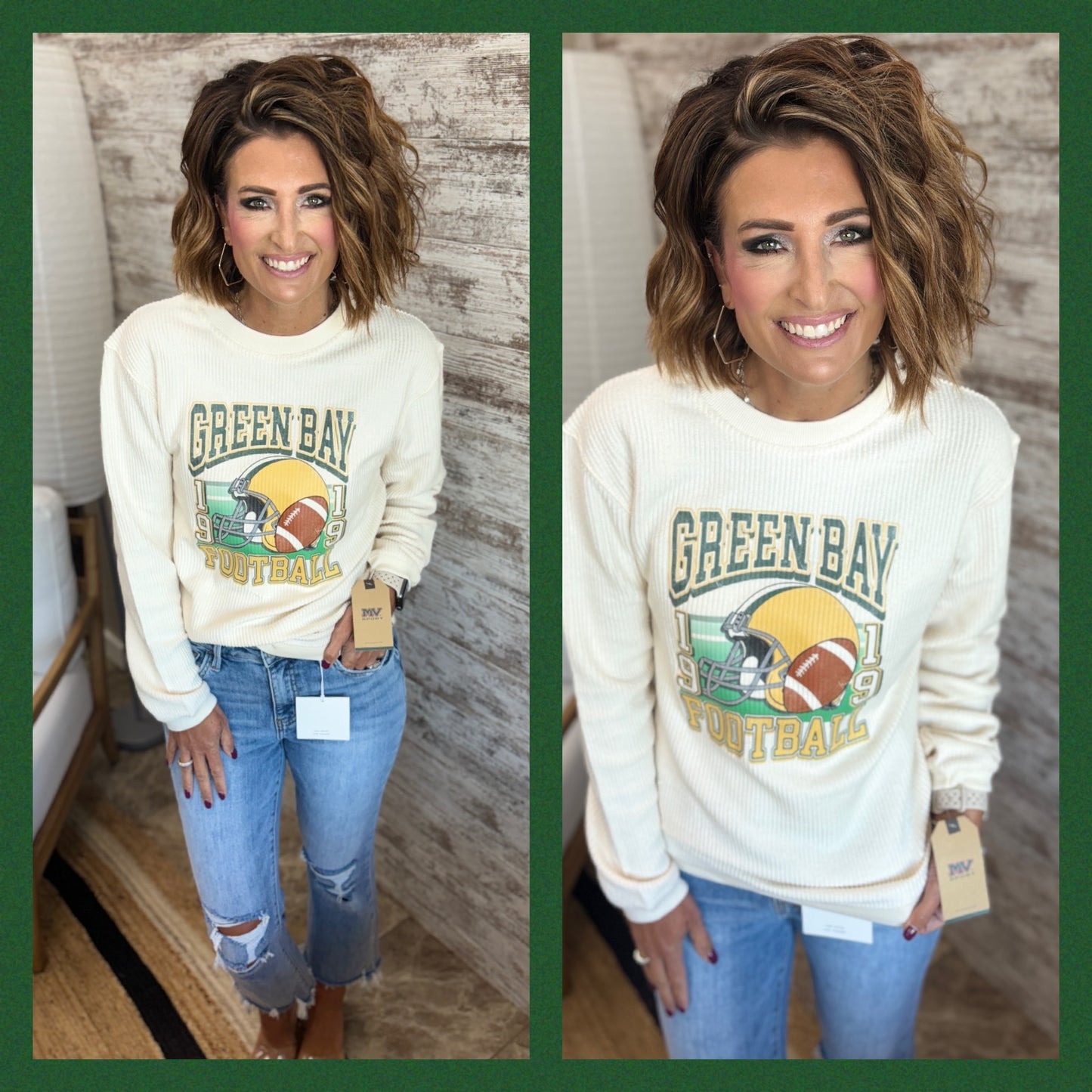 Green Bay Football Retro Corded Pullover