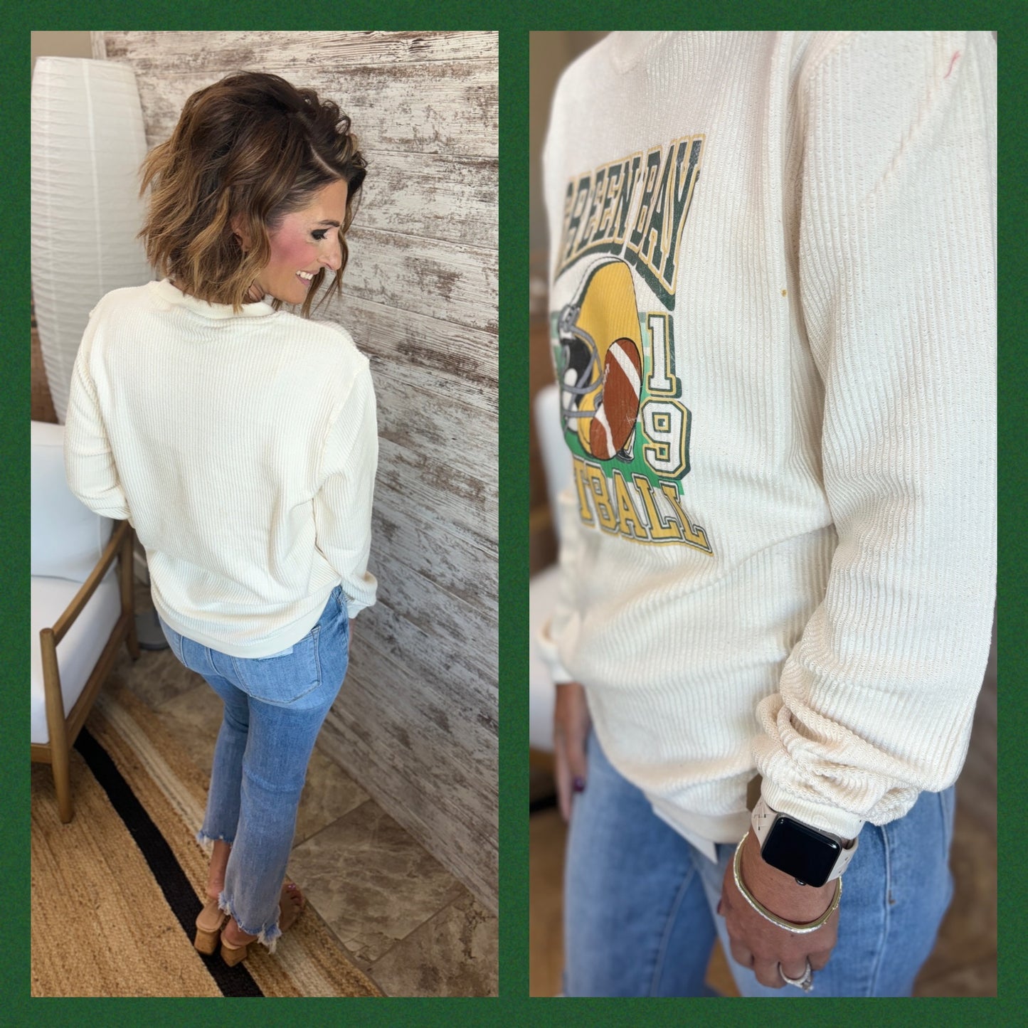 Green Bay Football Retro Corded Pullover