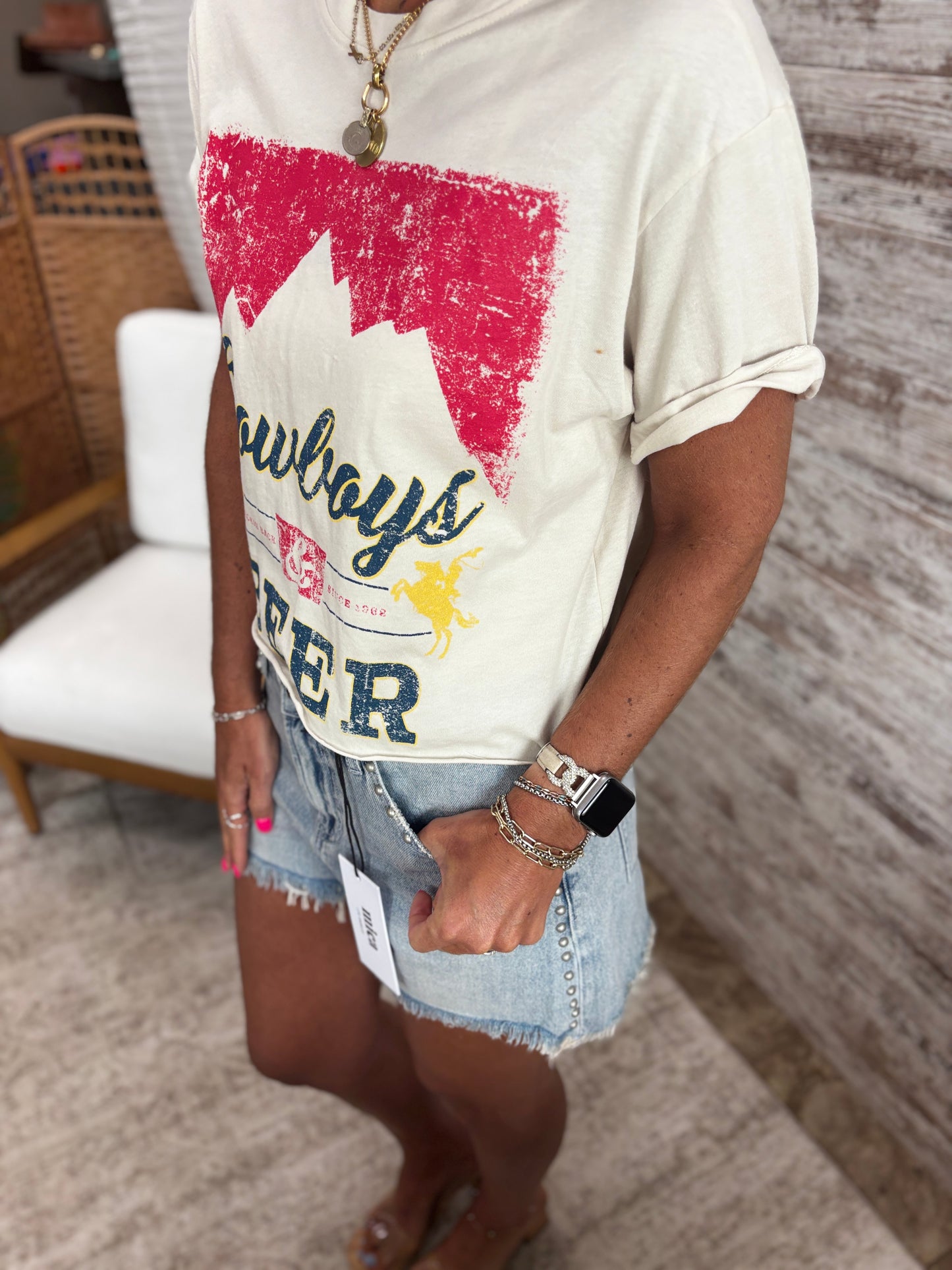 Cowboys and Beer Cropped Tee