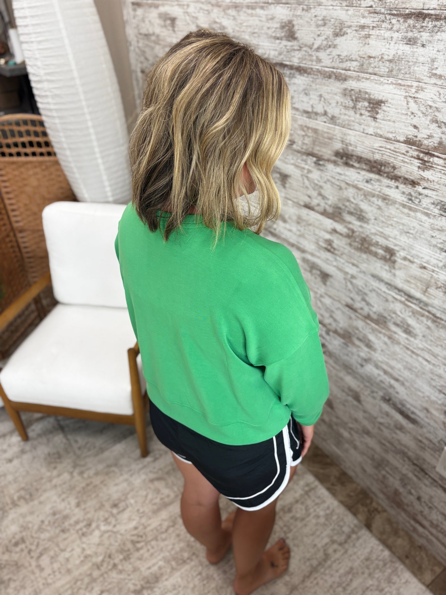 Green Pop Drop Shoulder Sweatshirt