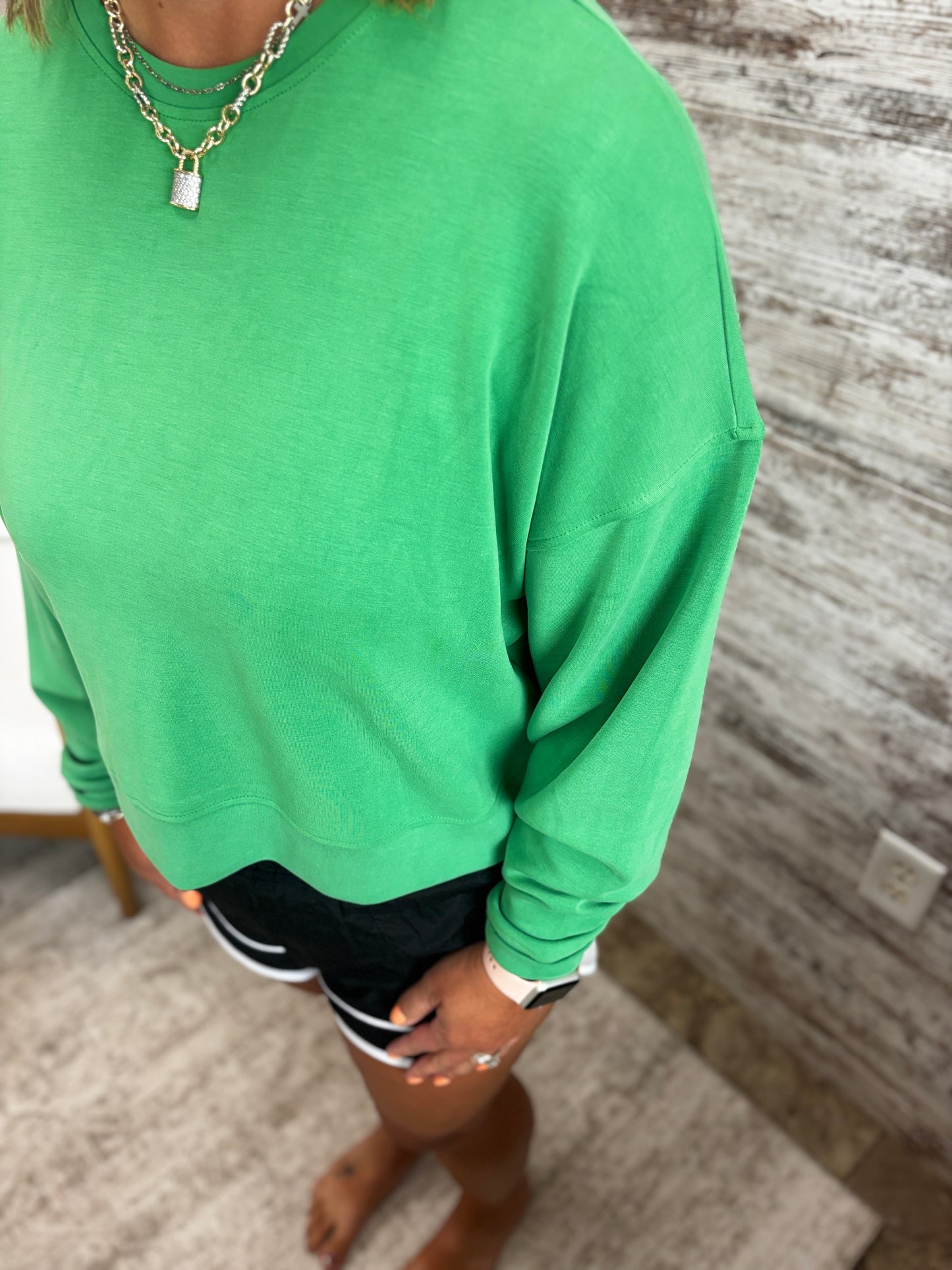 Green Pop Drop Shoulder Sweatshirt
