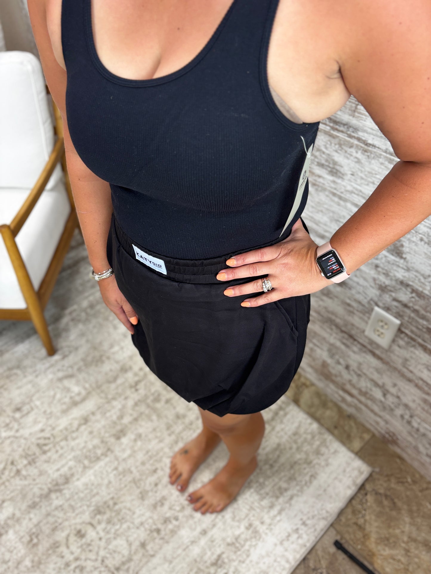 Black Ribbed Tank with Built in Bra