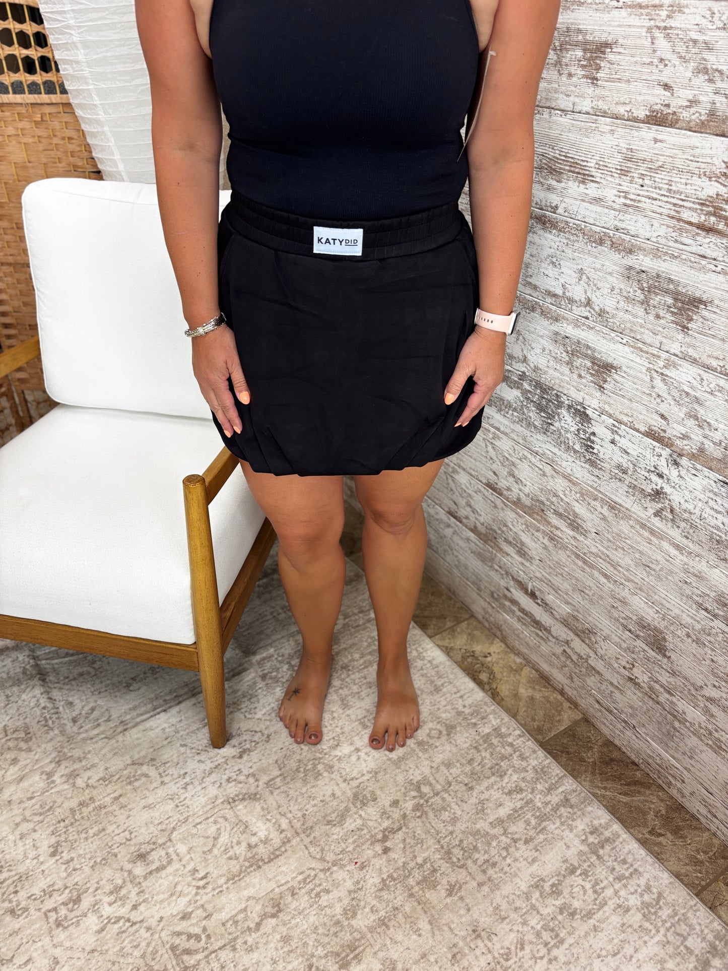 Black Scuba Bubble Hem Skirt