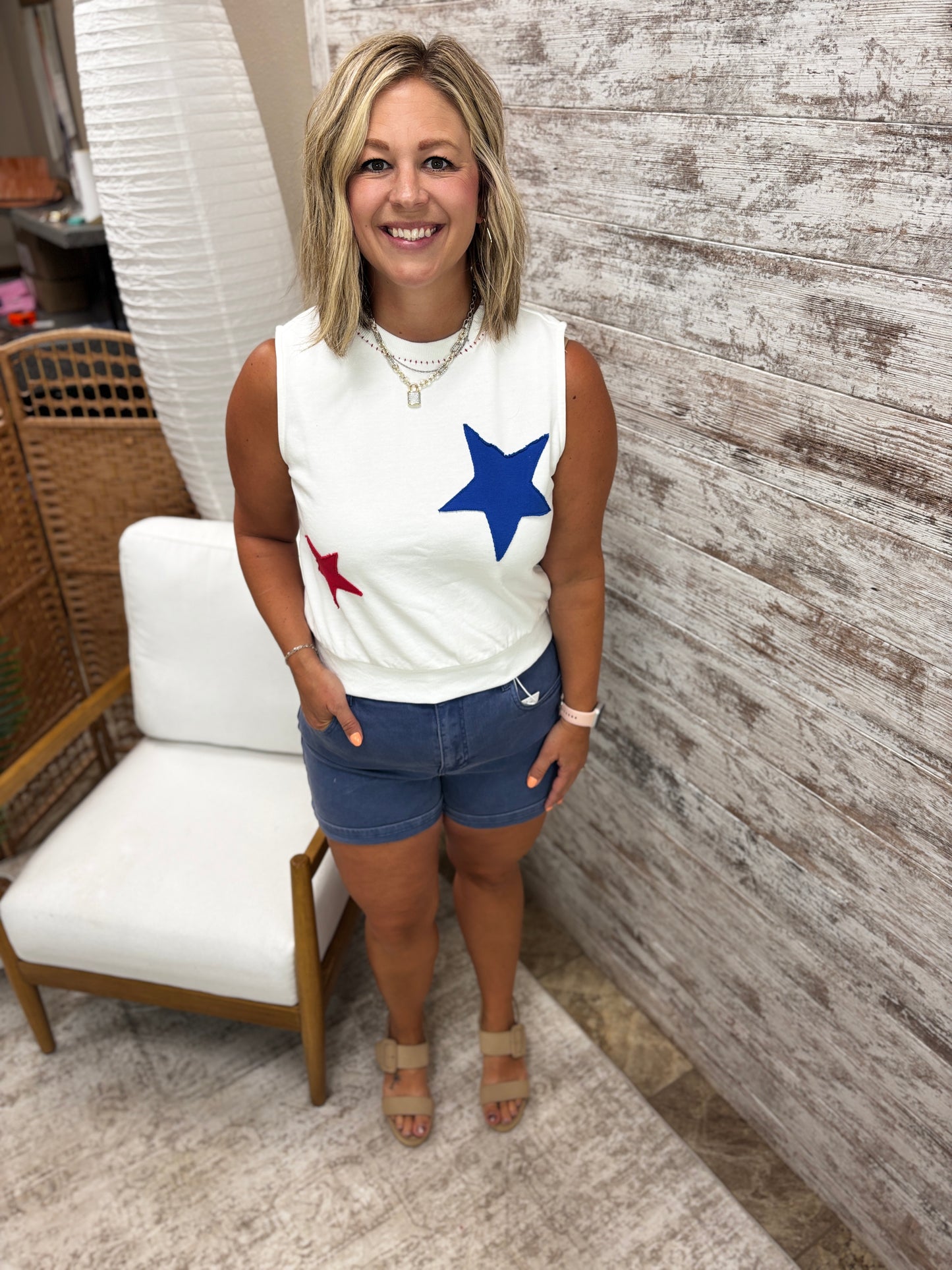 French Terry Star Patch Tank