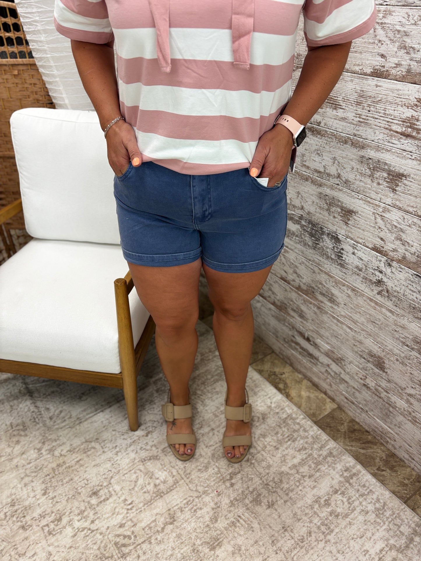 Zenana Blackberry Cuffed Shorts