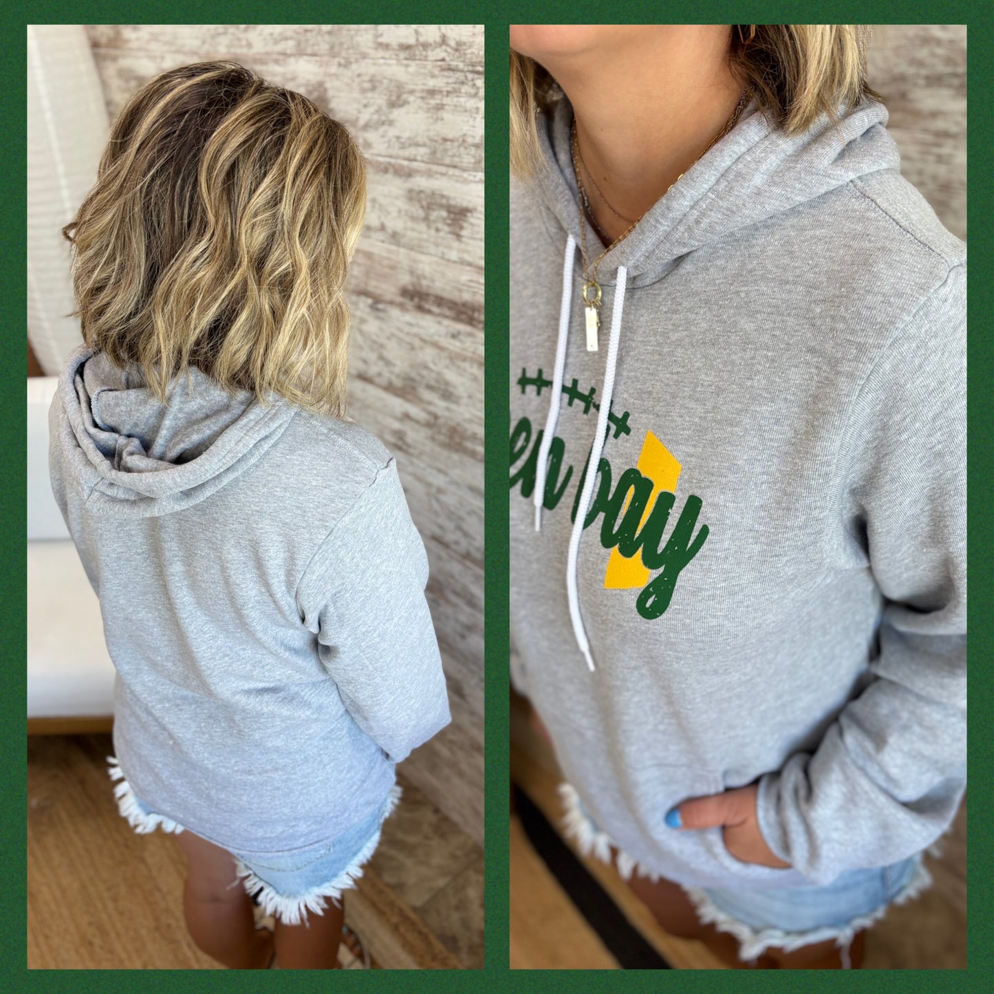 Green Bay Athletic Grey Bella Hoodie