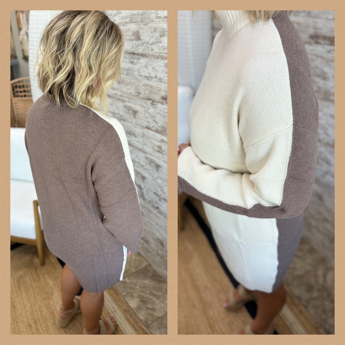 Mock Neck Colorblock Sweater Dress ~ 2 Colors