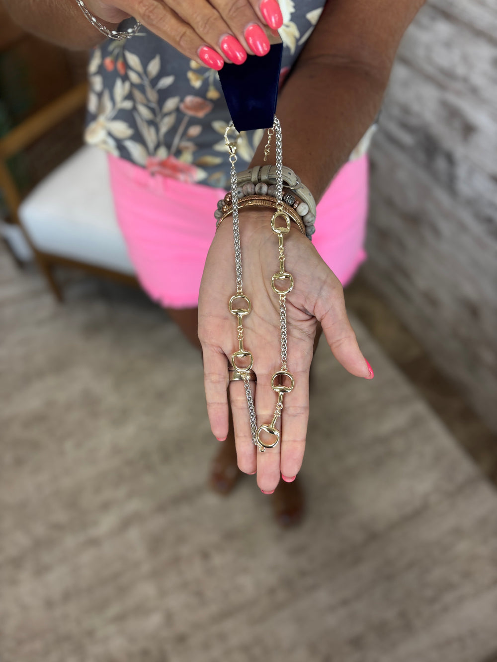 Two-Tone Horsebit Link Necklace